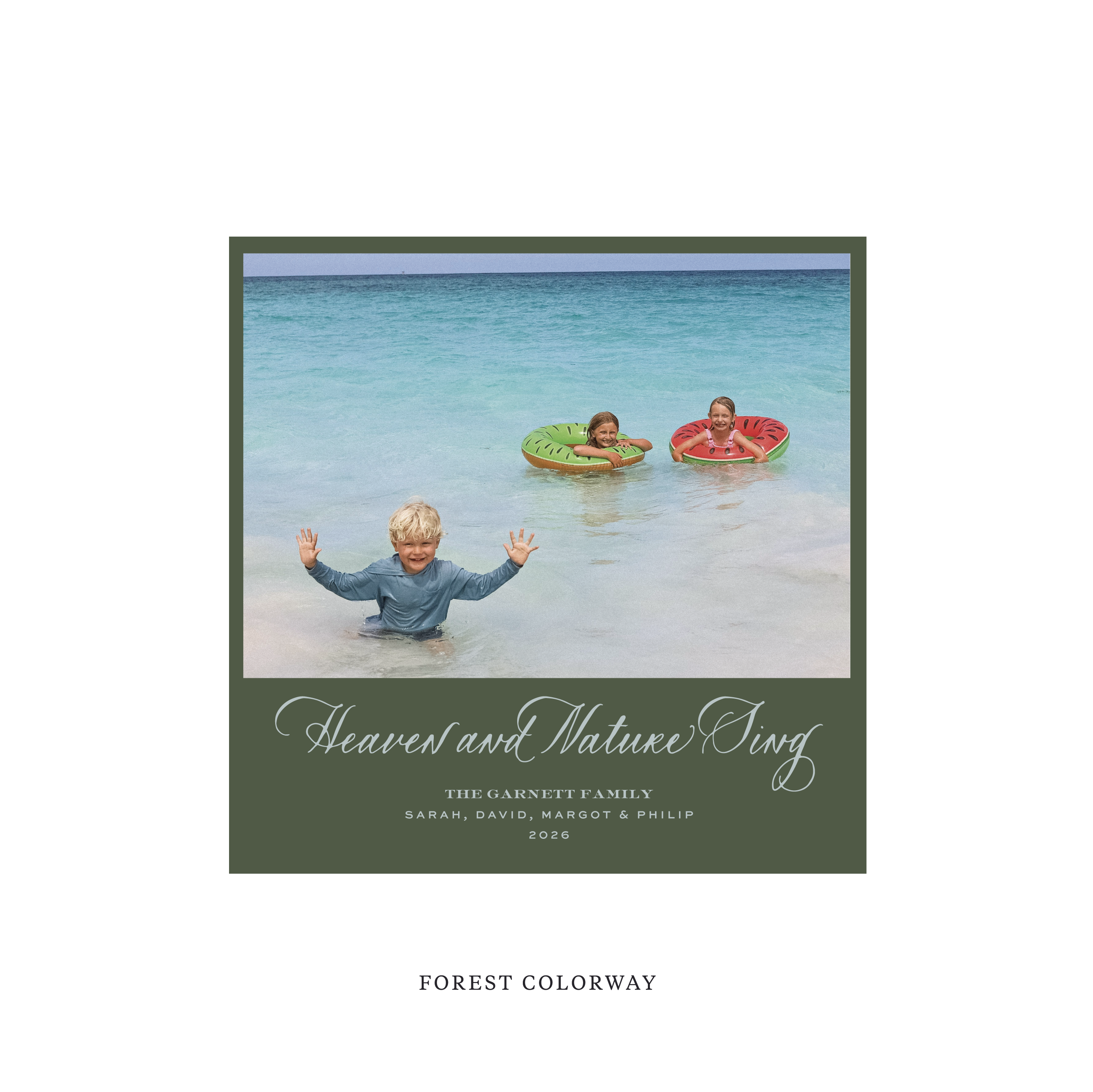 Garnett Classic Flat Print Holiday Card, Square
