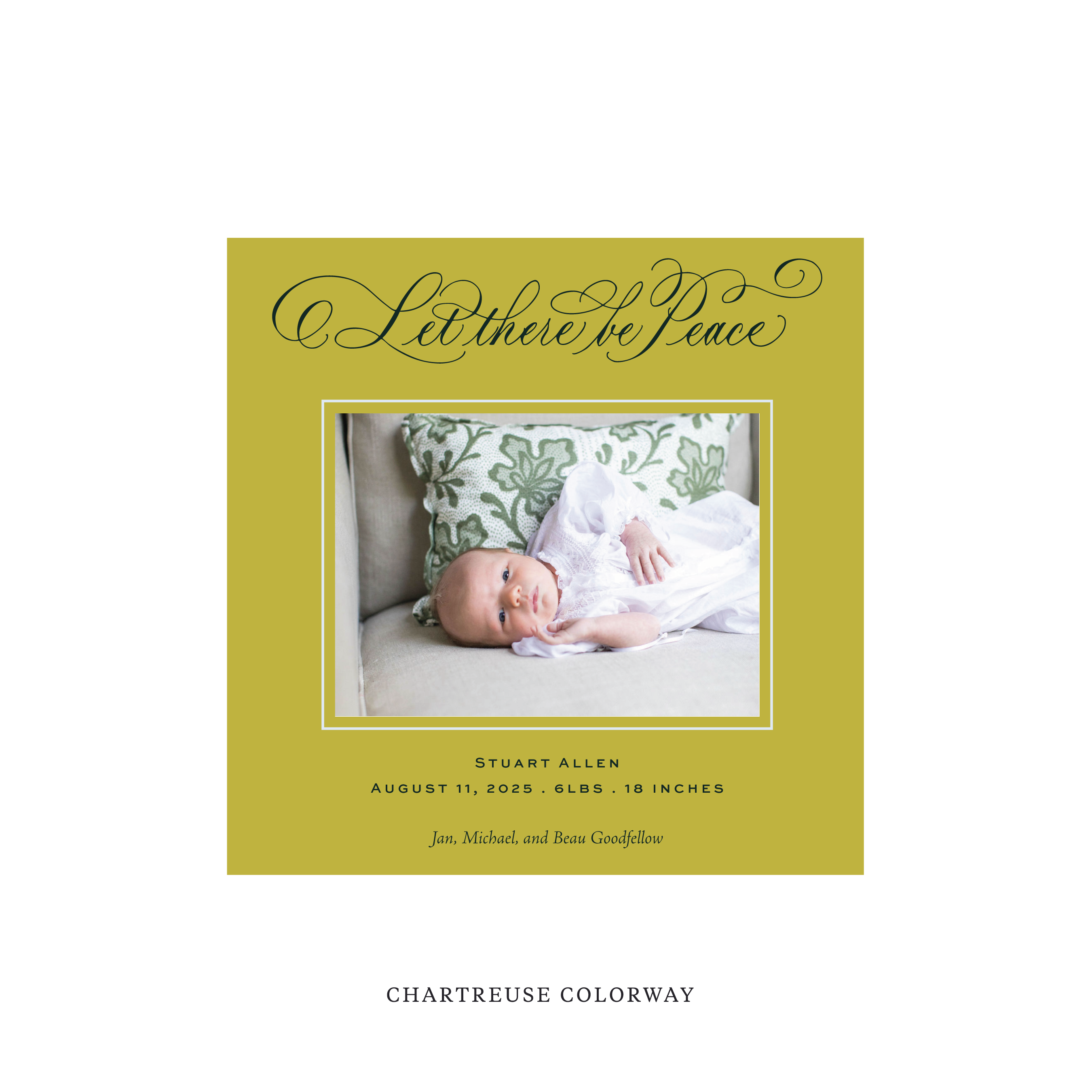 Goodfellow Classic Flat Print Holiday Card, Birth Announcement Square