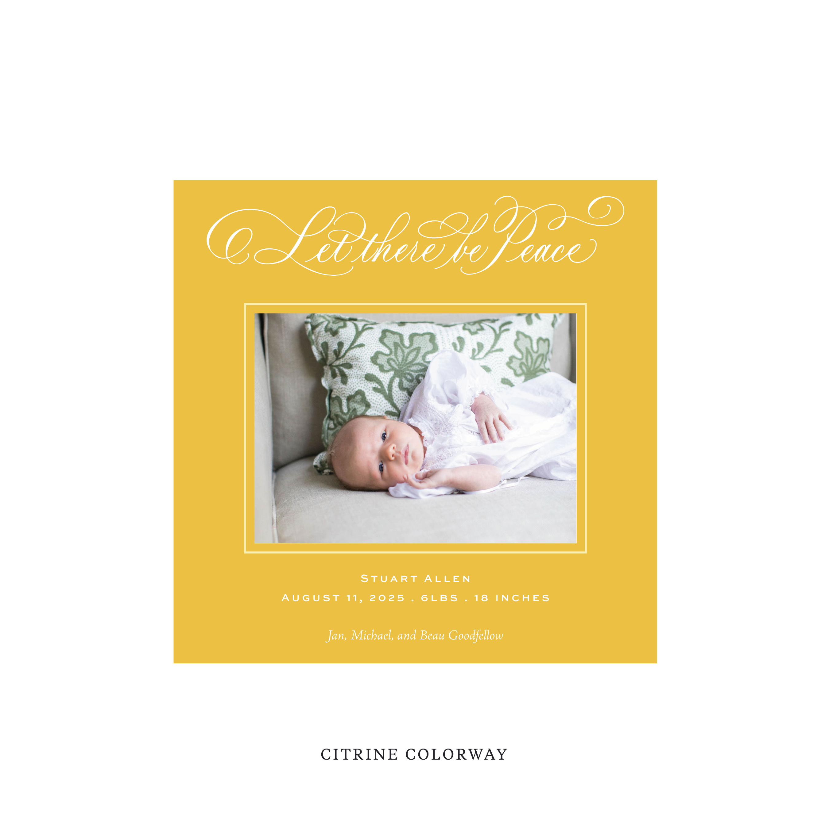 Goodfellow Classic Flat Print Holiday Card, Birth Announcement Square