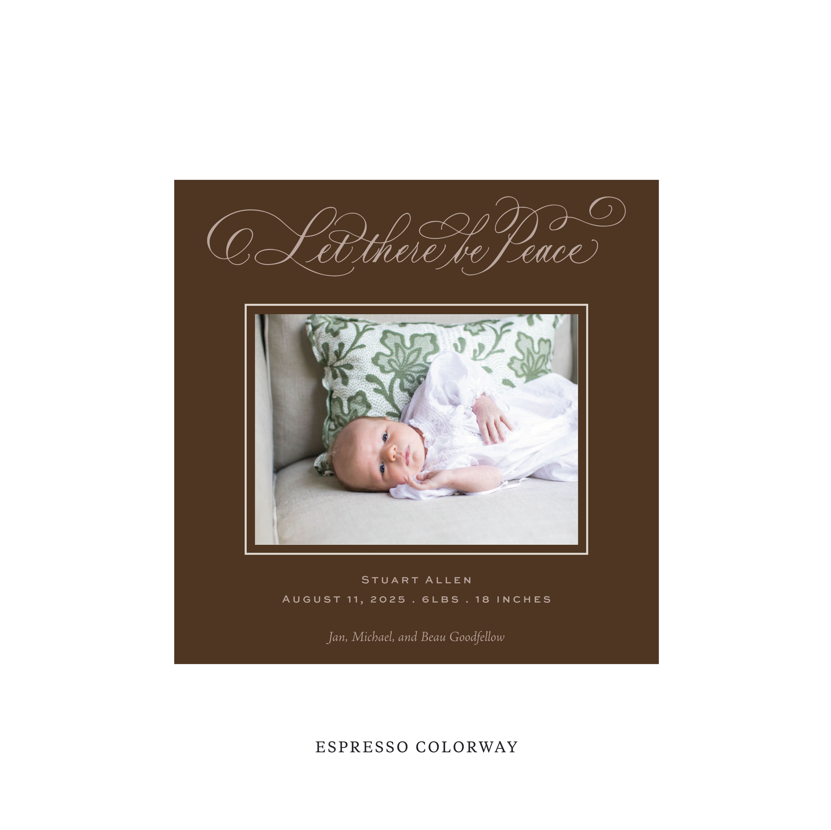 Goodfellow Classic Flat Print Holiday Card, Birth Announcement Square