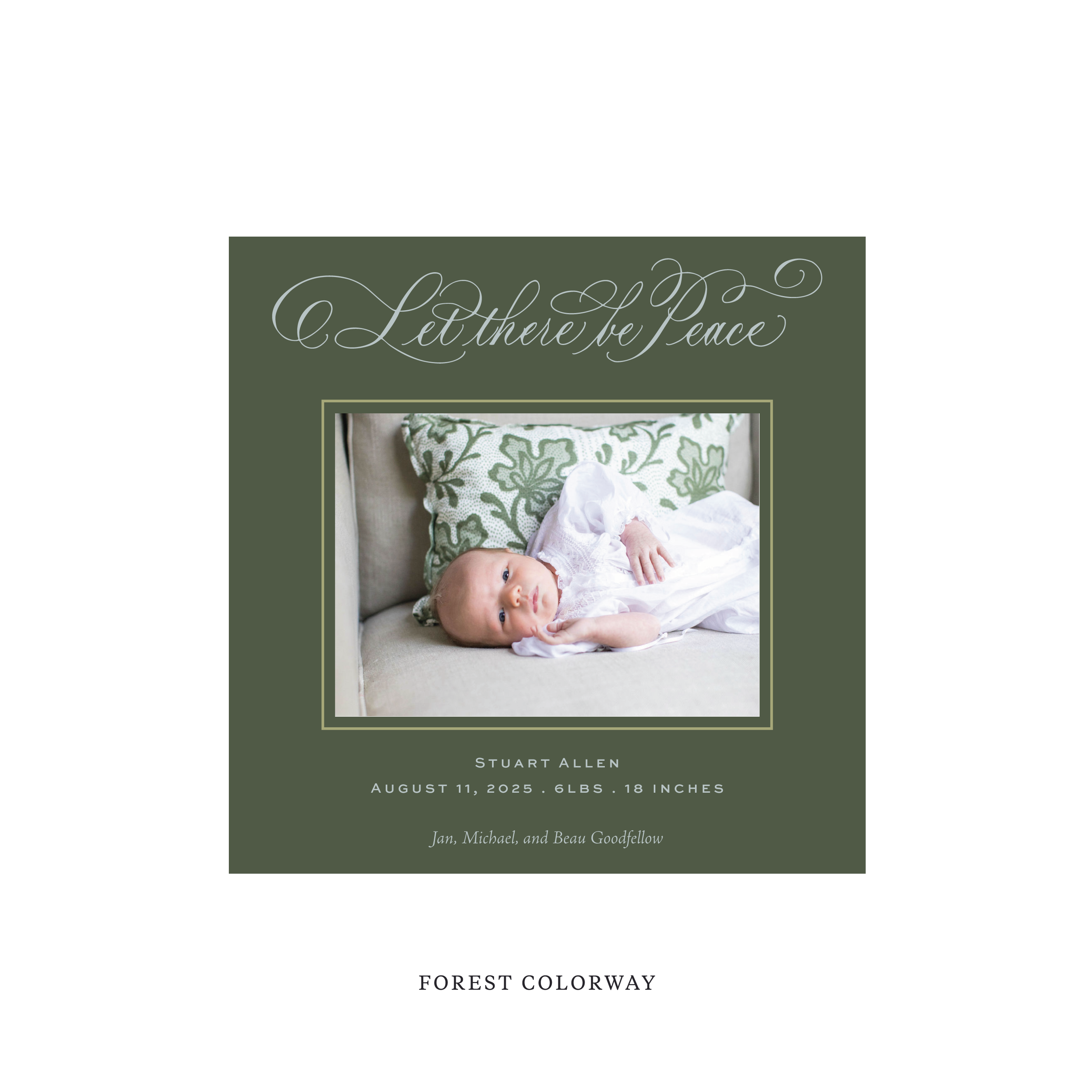 Goodfellow Classic Flat Print Holiday Card, Birth Announcement Square