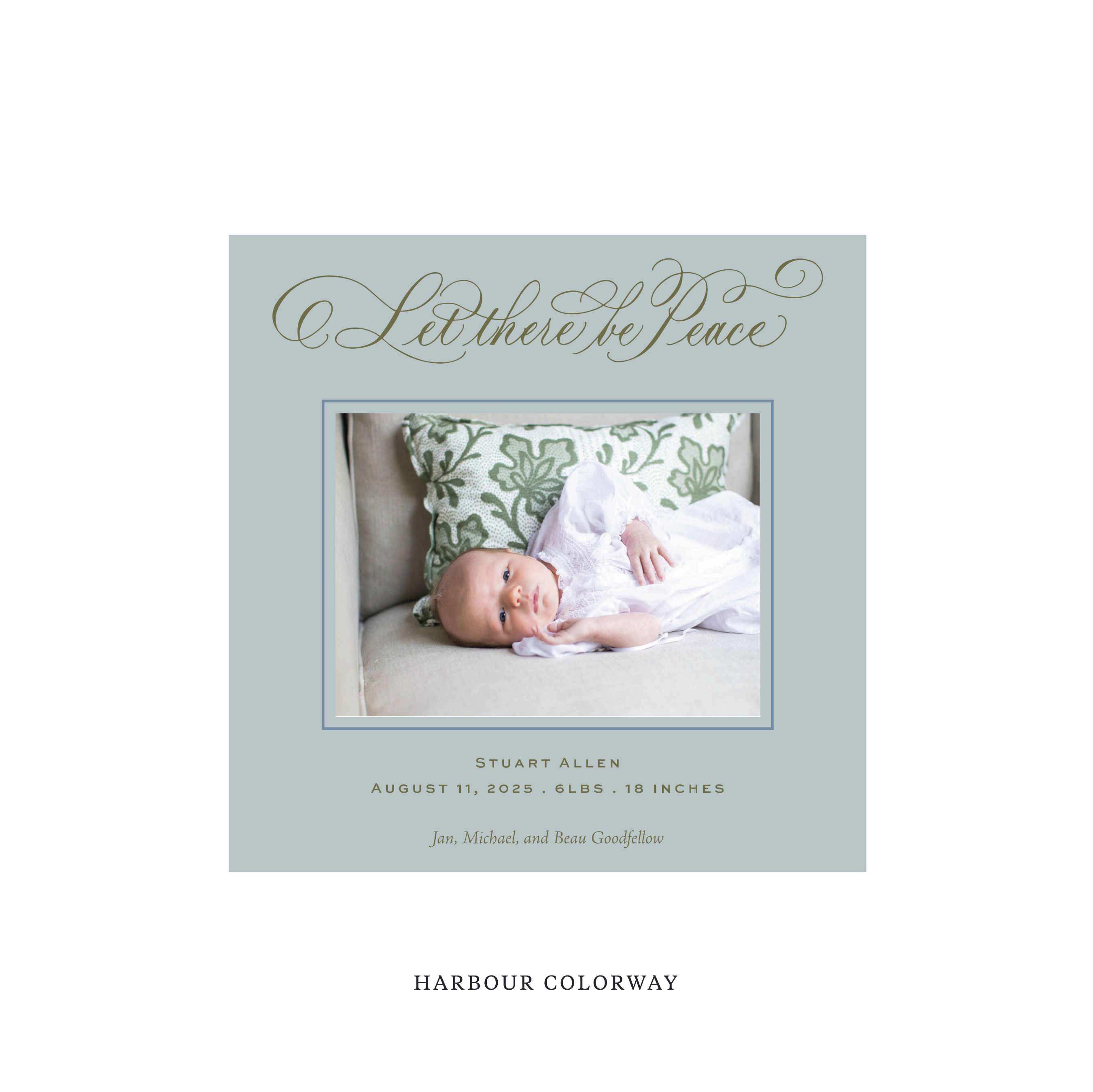 Goodfellow Classic Flat Print Holiday Card, Birth Announcement Square