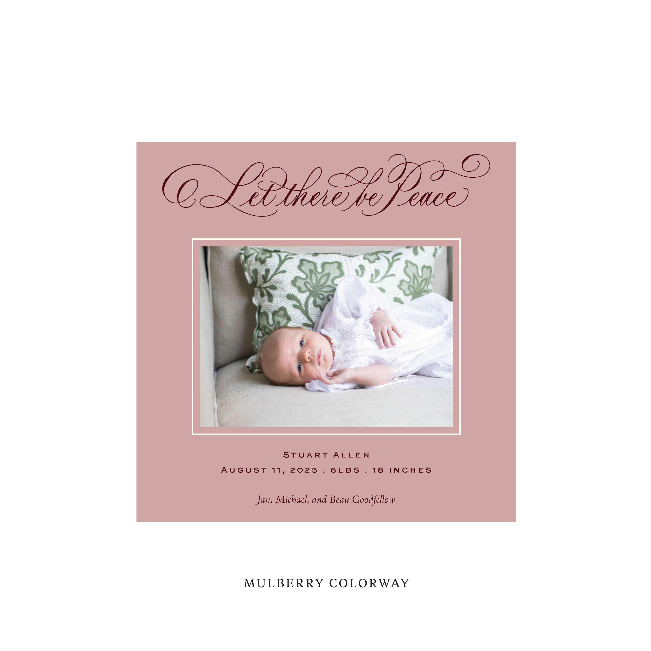 Goodfellow Classic Flat Print Holiday Card, Birth Announcement Square