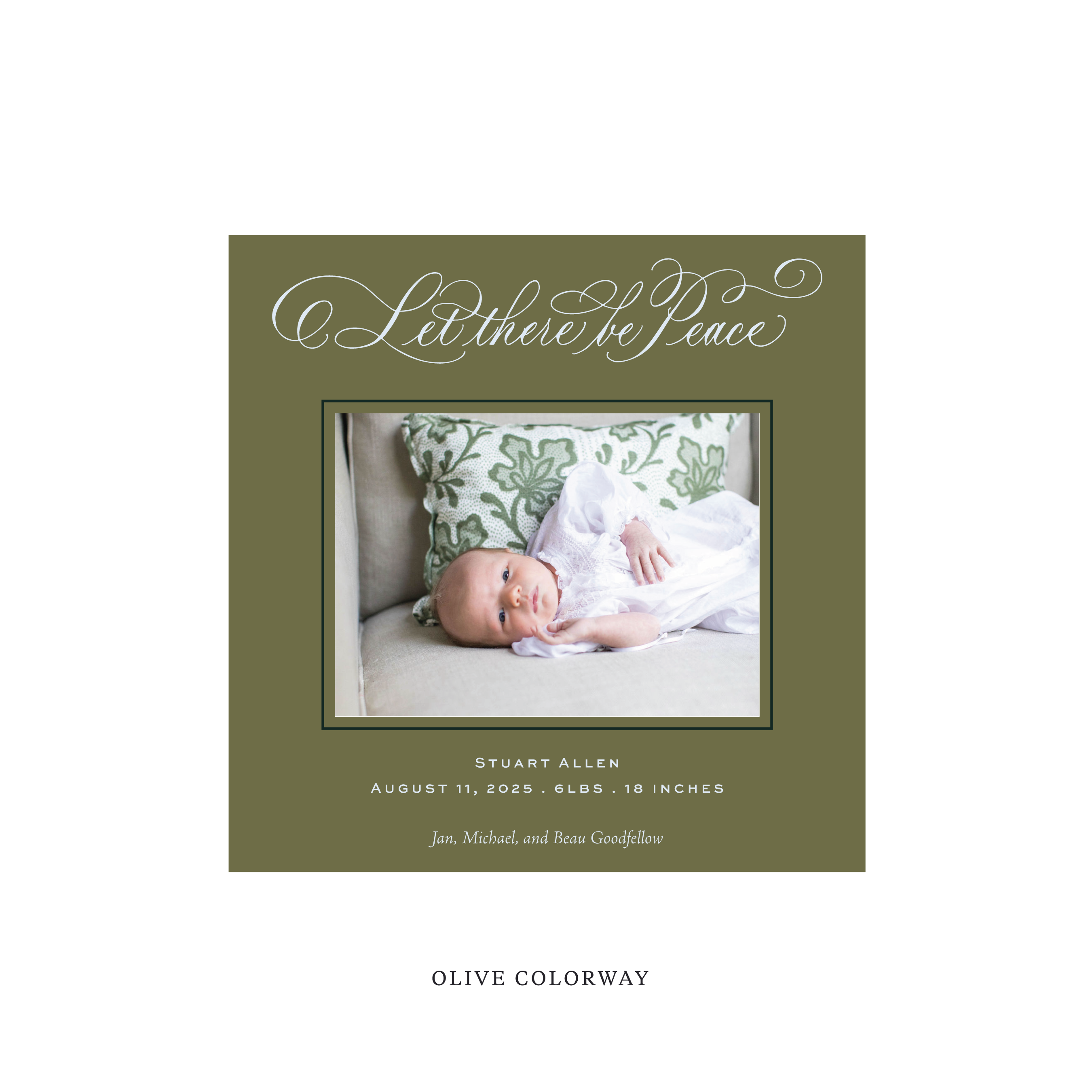 Goodfellow Classic Flat Print Holiday Card, Birth Announcement Square