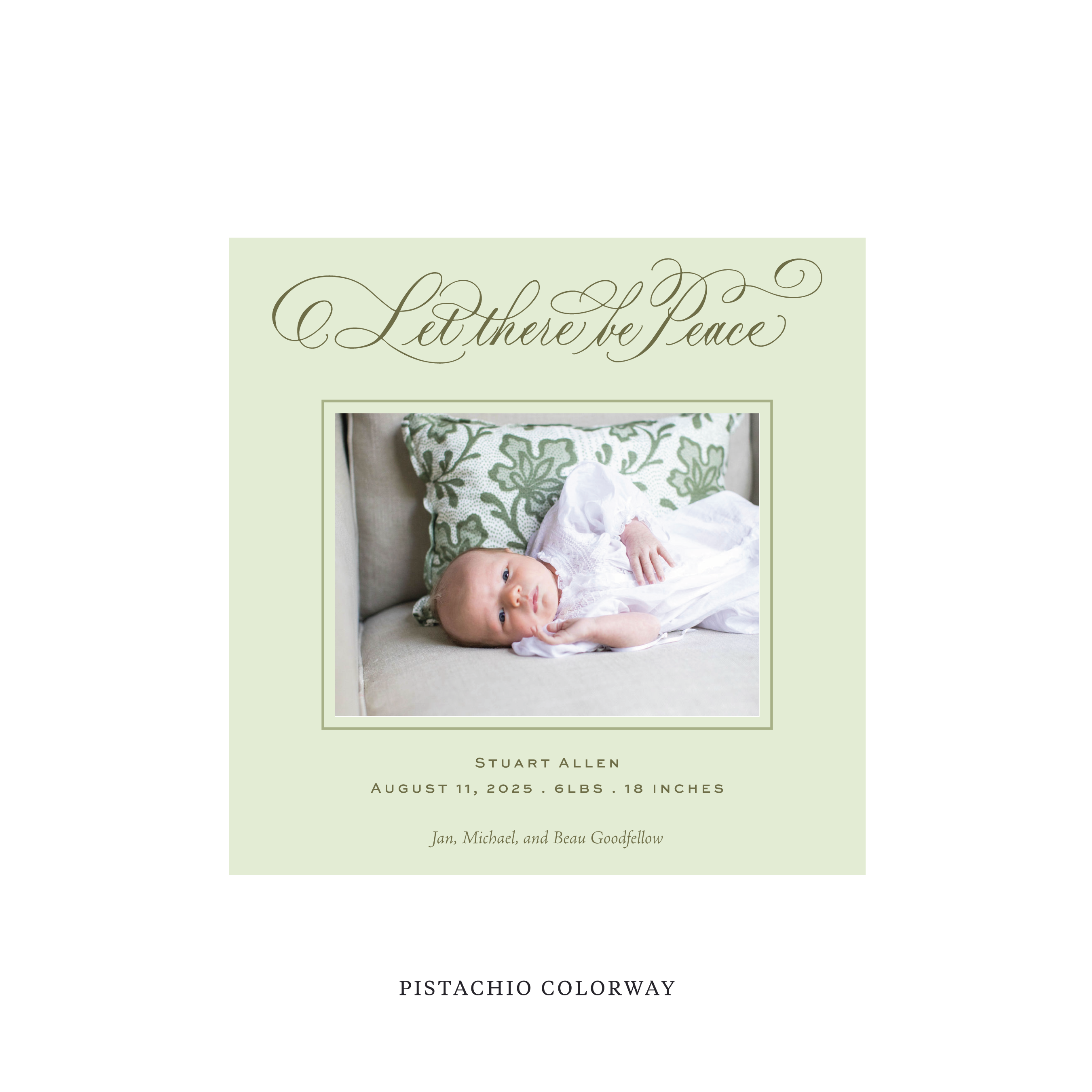 Goodfellow Classic Flat Print Holiday Card, Birth Announcement Square