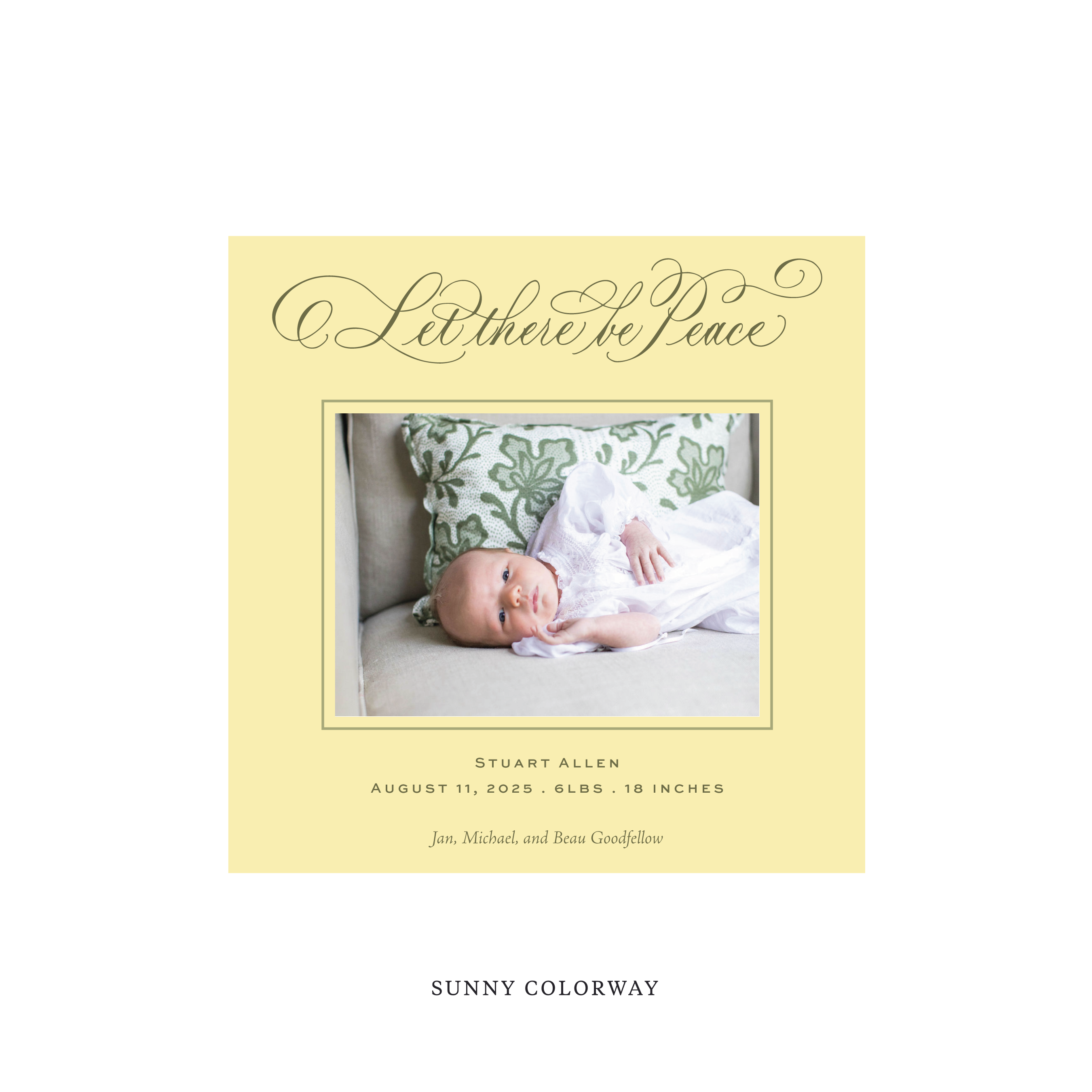 Goodfellow Classic Flat Print Holiday Card, Birth Announcement Square