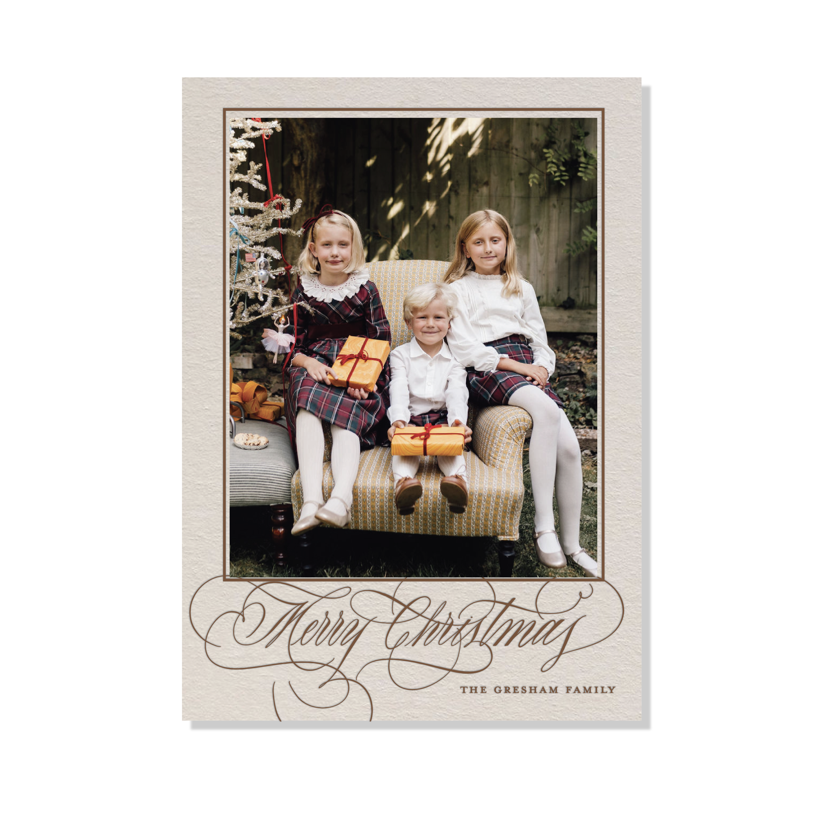 Gresham Letterpress Holiday Card, Large (Colored Paper)