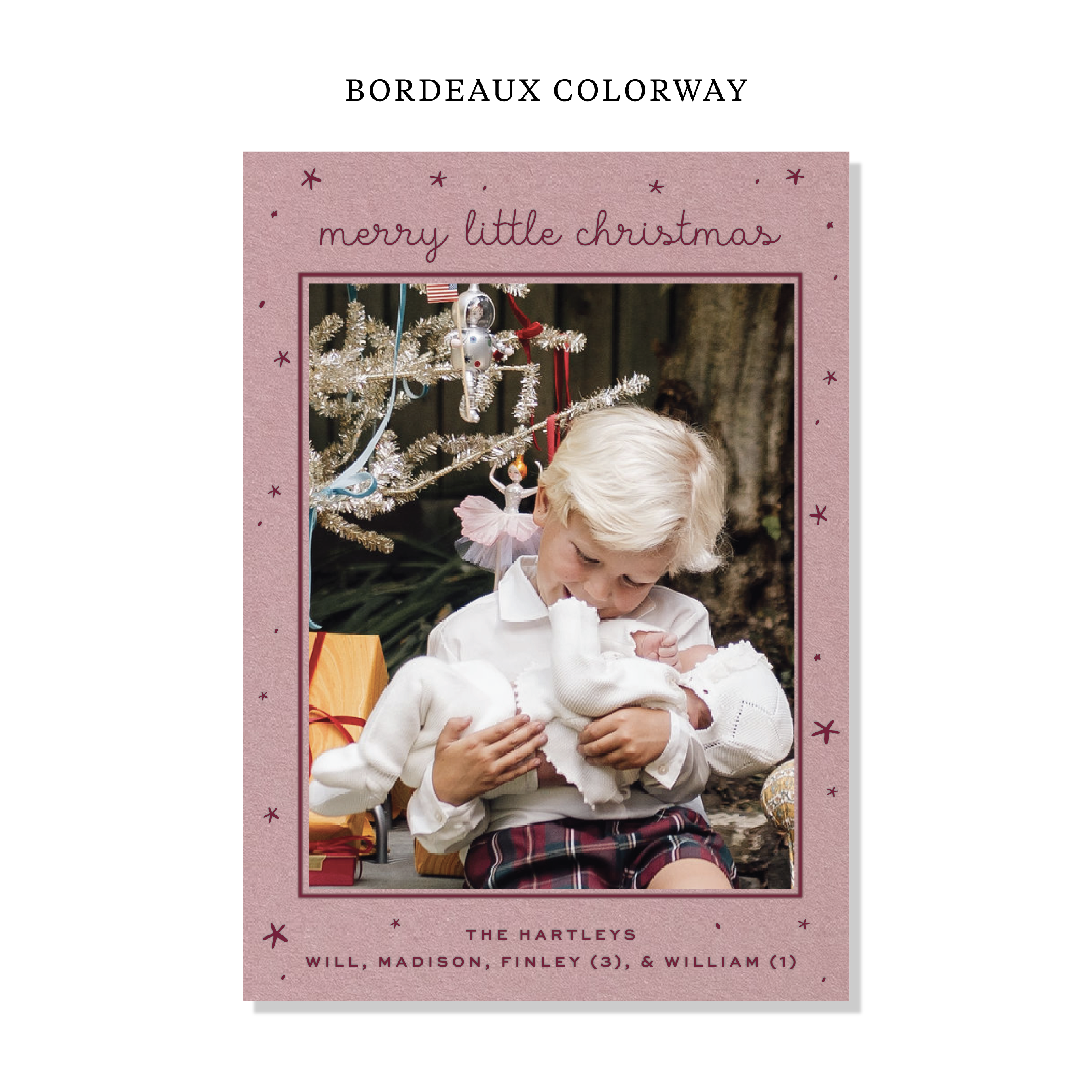 Hartley Birth Announcement Letterpress Holiday Card, Large (Colored Paper)