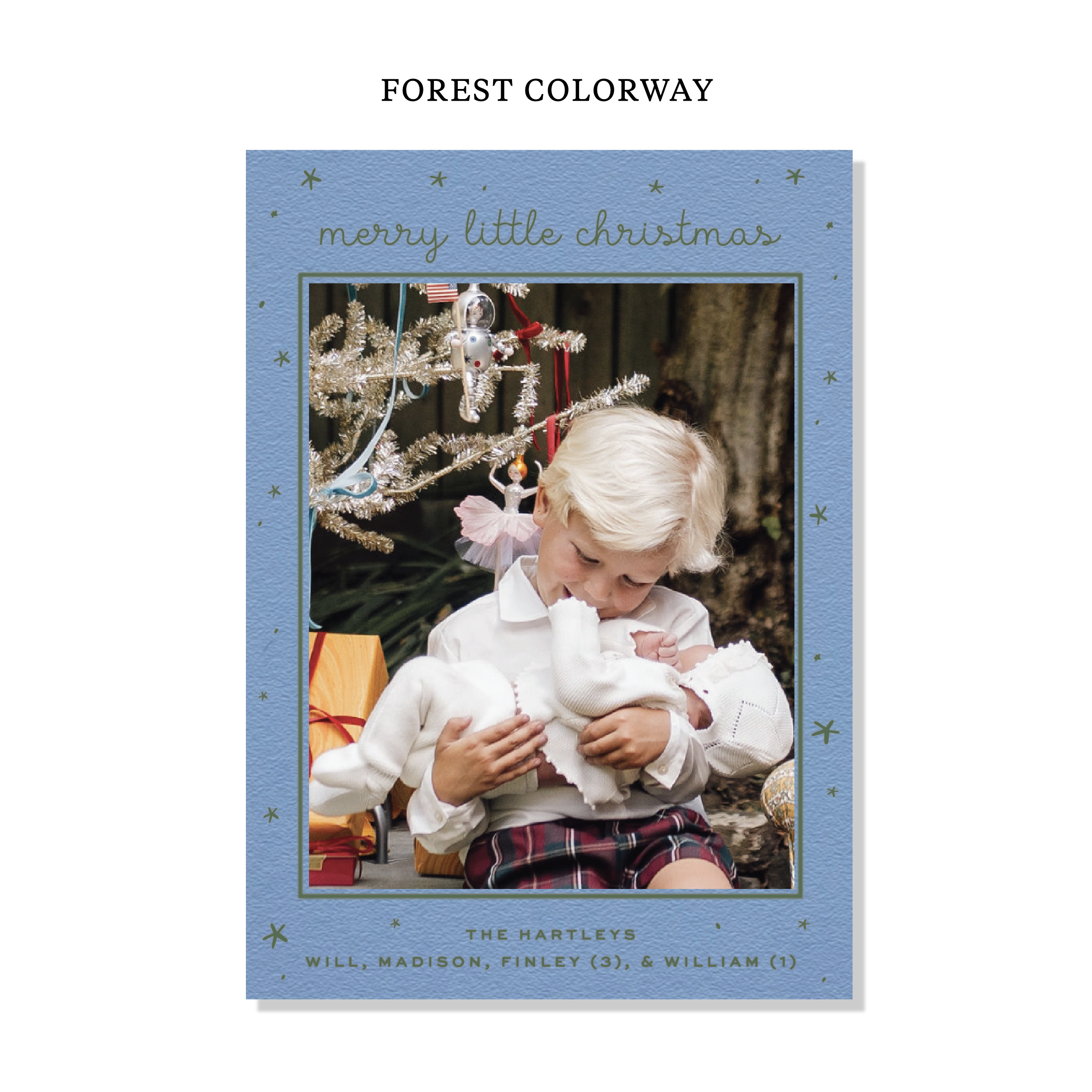 Hartley Birth Announcement Letterpress Holiday Card, Large (Colored Paper)