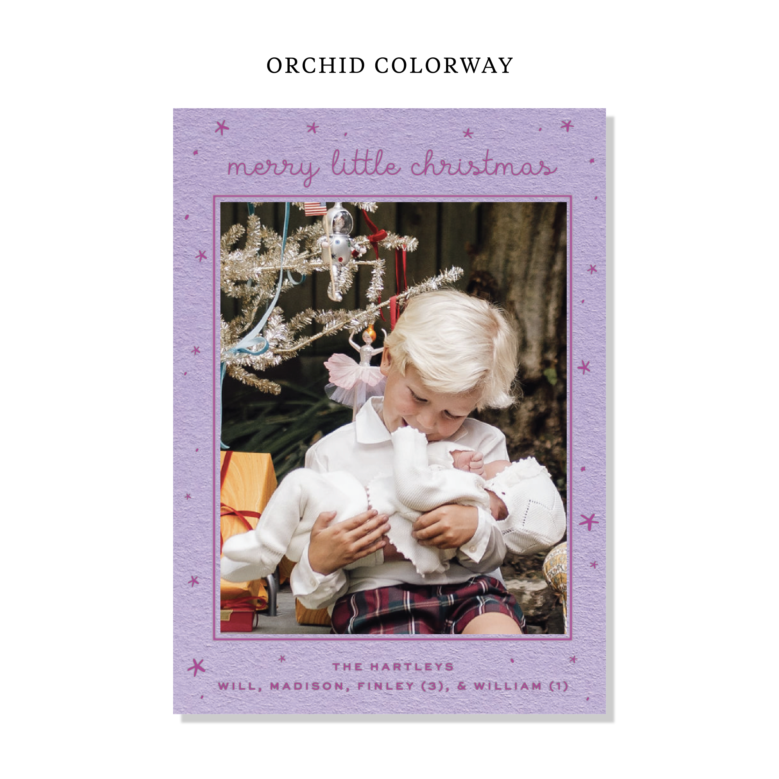 Hartley Birth Announcement Letterpress Holiday Card, Large (Colored Paper)