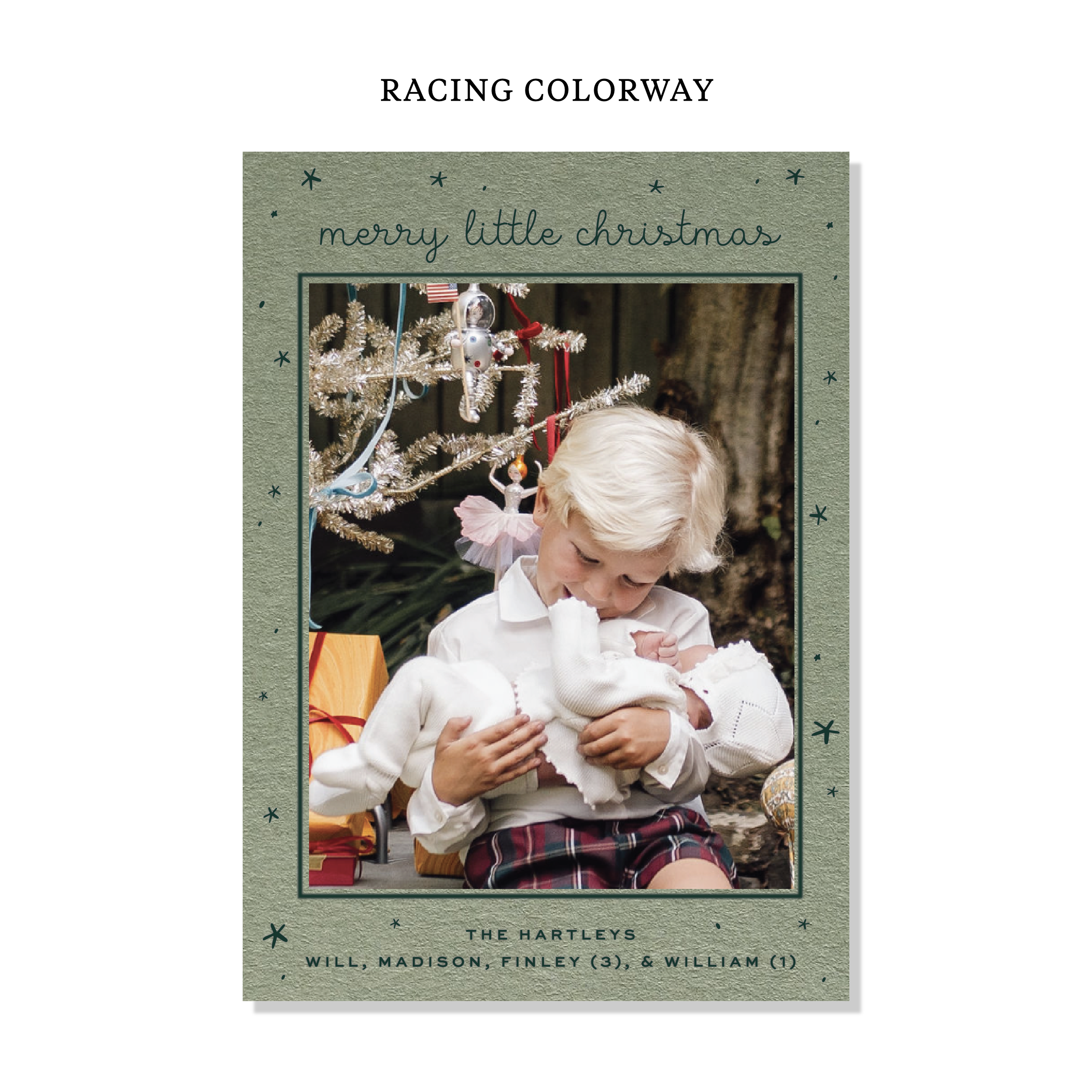 Hartley Birth Announcement Letterpress Holiday Card, Large (Colored Paper)