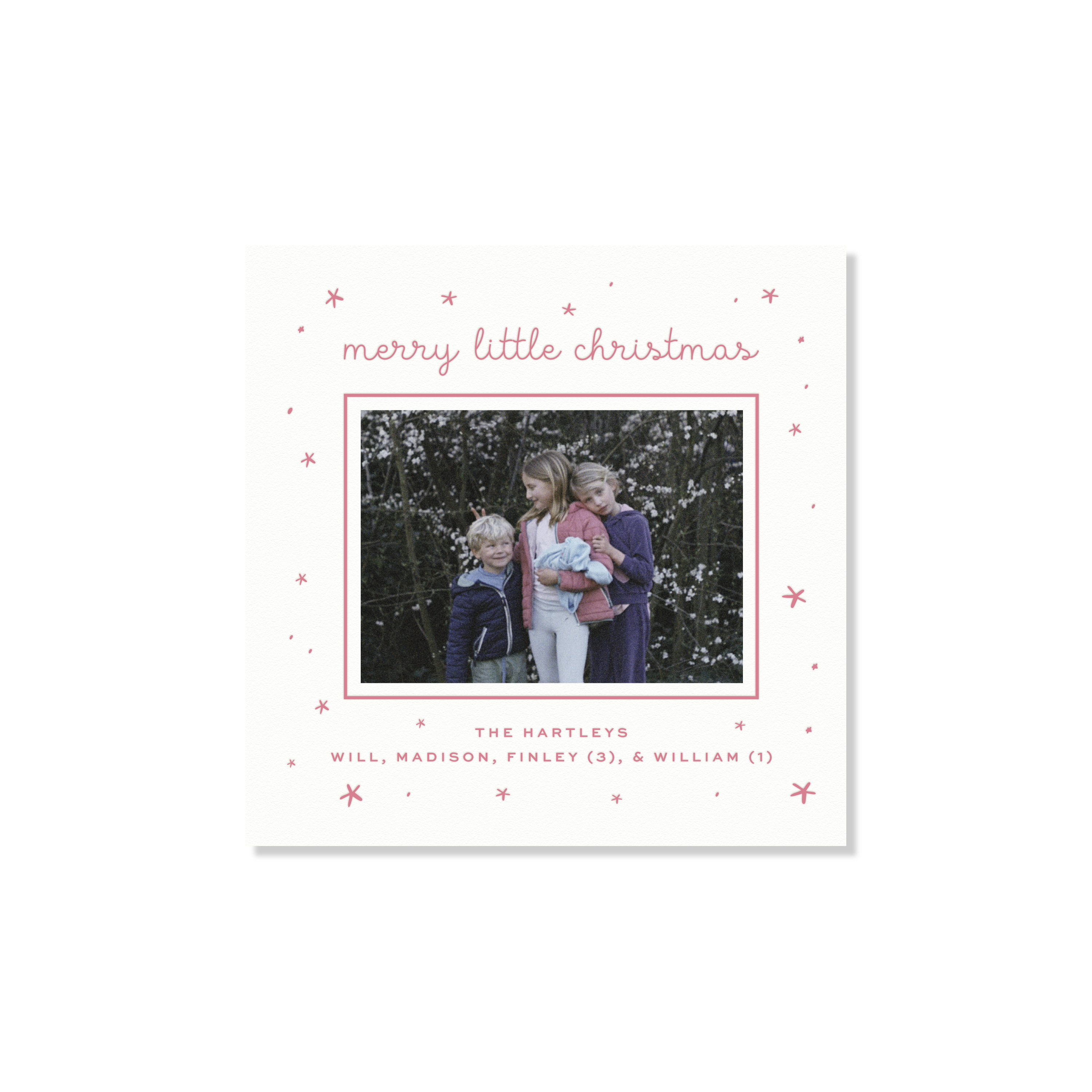 Hartley Letterpress Holiday Card, Small Square (White Paper)