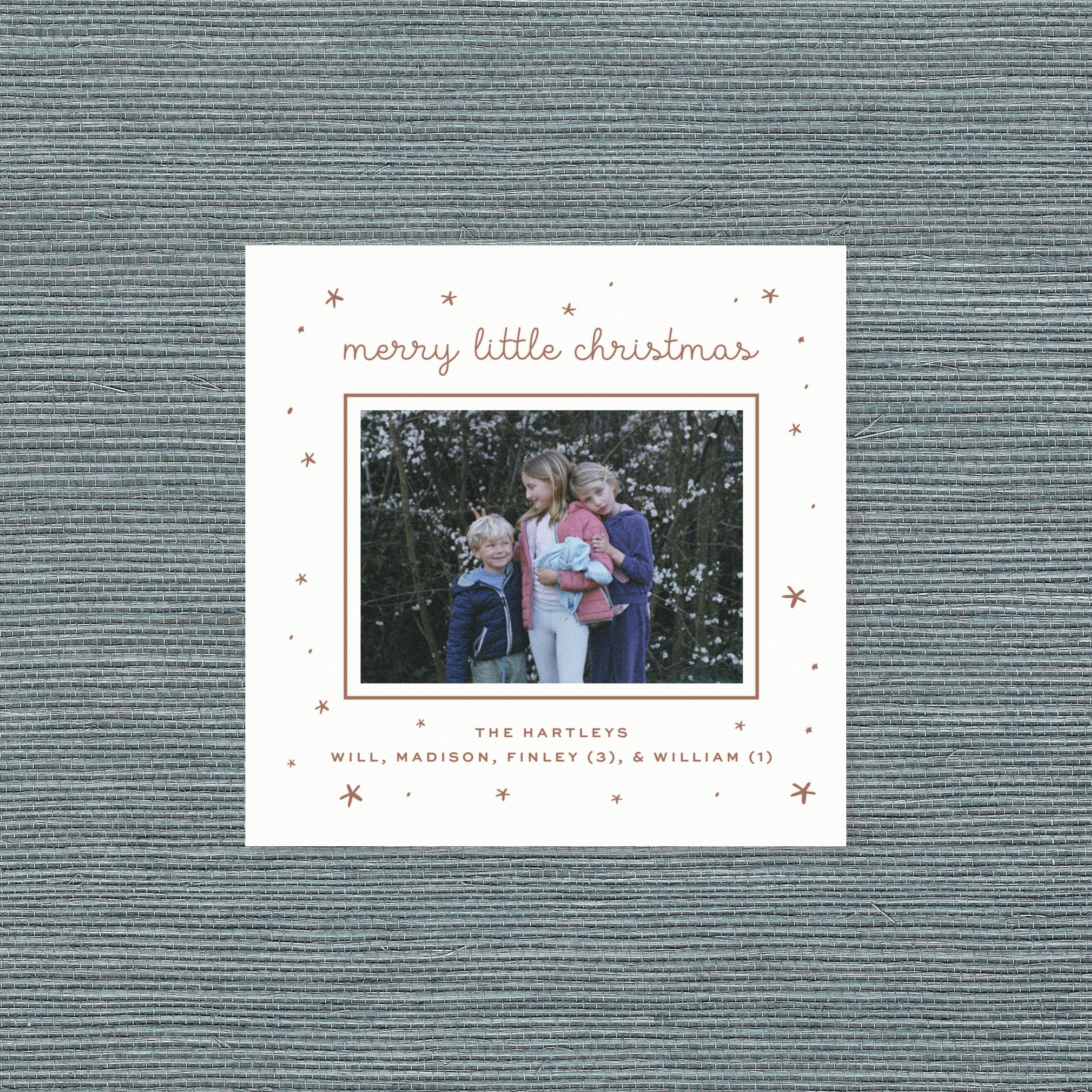 Hartley Letterpress Holiday Card, Small Square (White Paper)