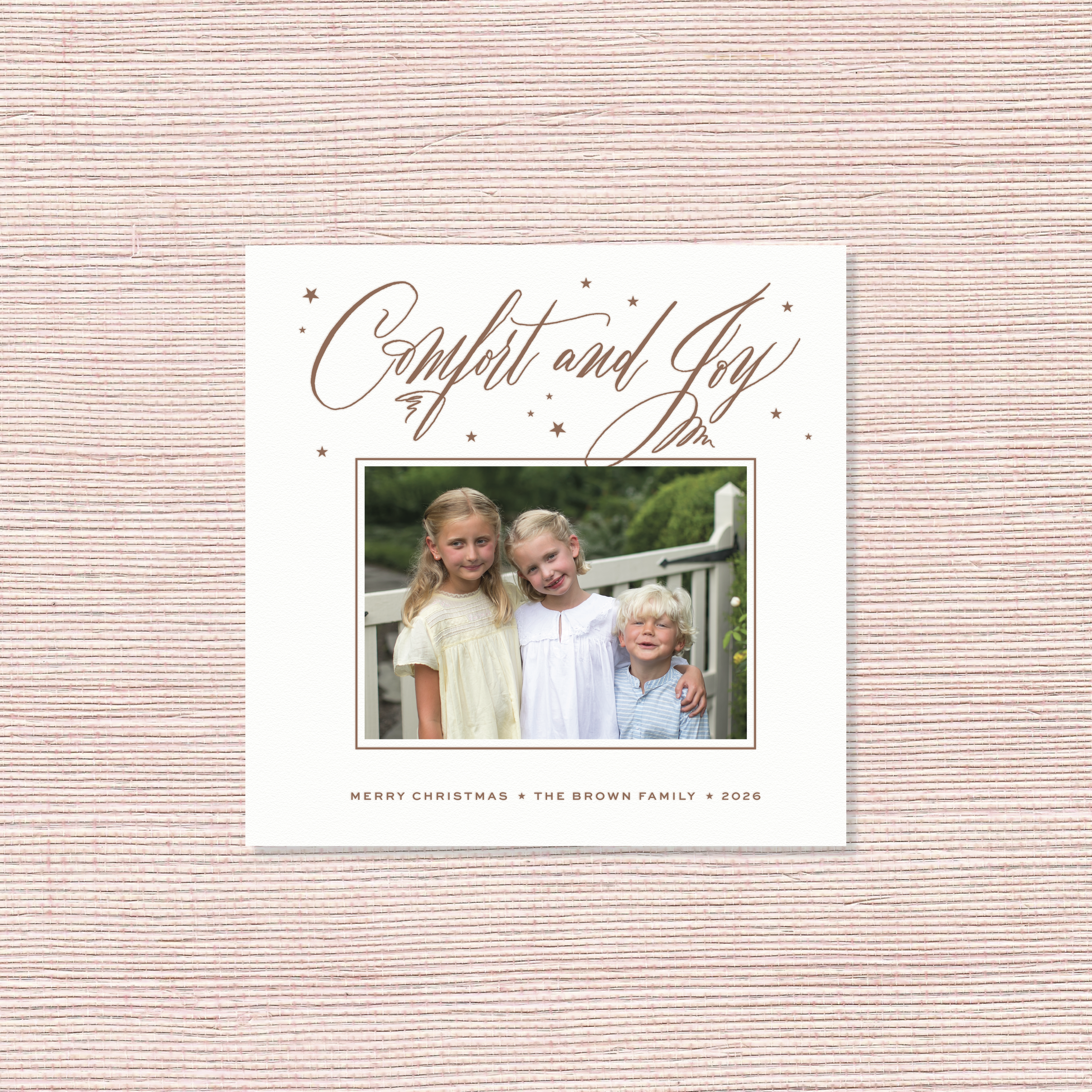 Hawthorne II Letterpress Holiday Card, Small Square (White Paper)