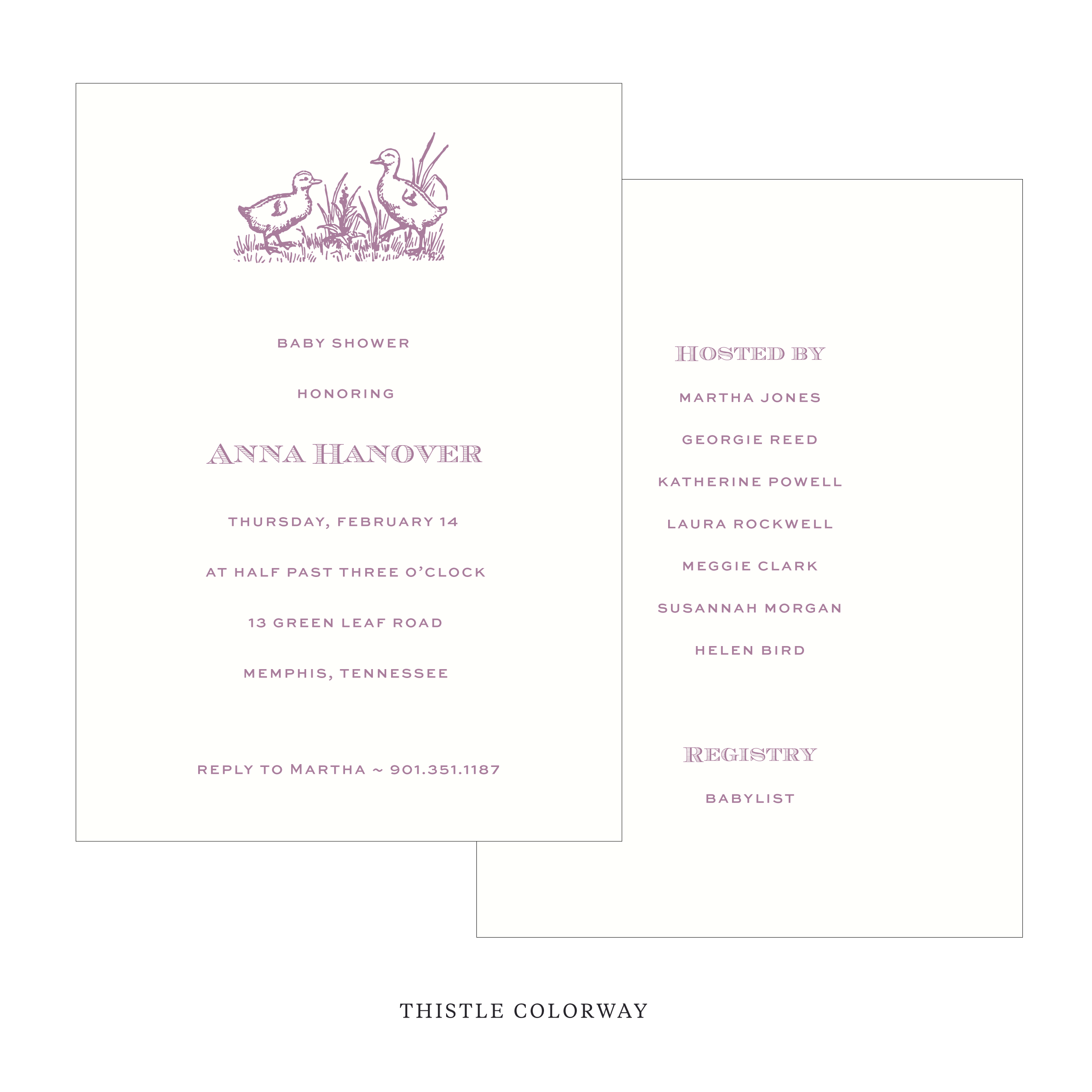 Heath Motif Baby Shower Invitation