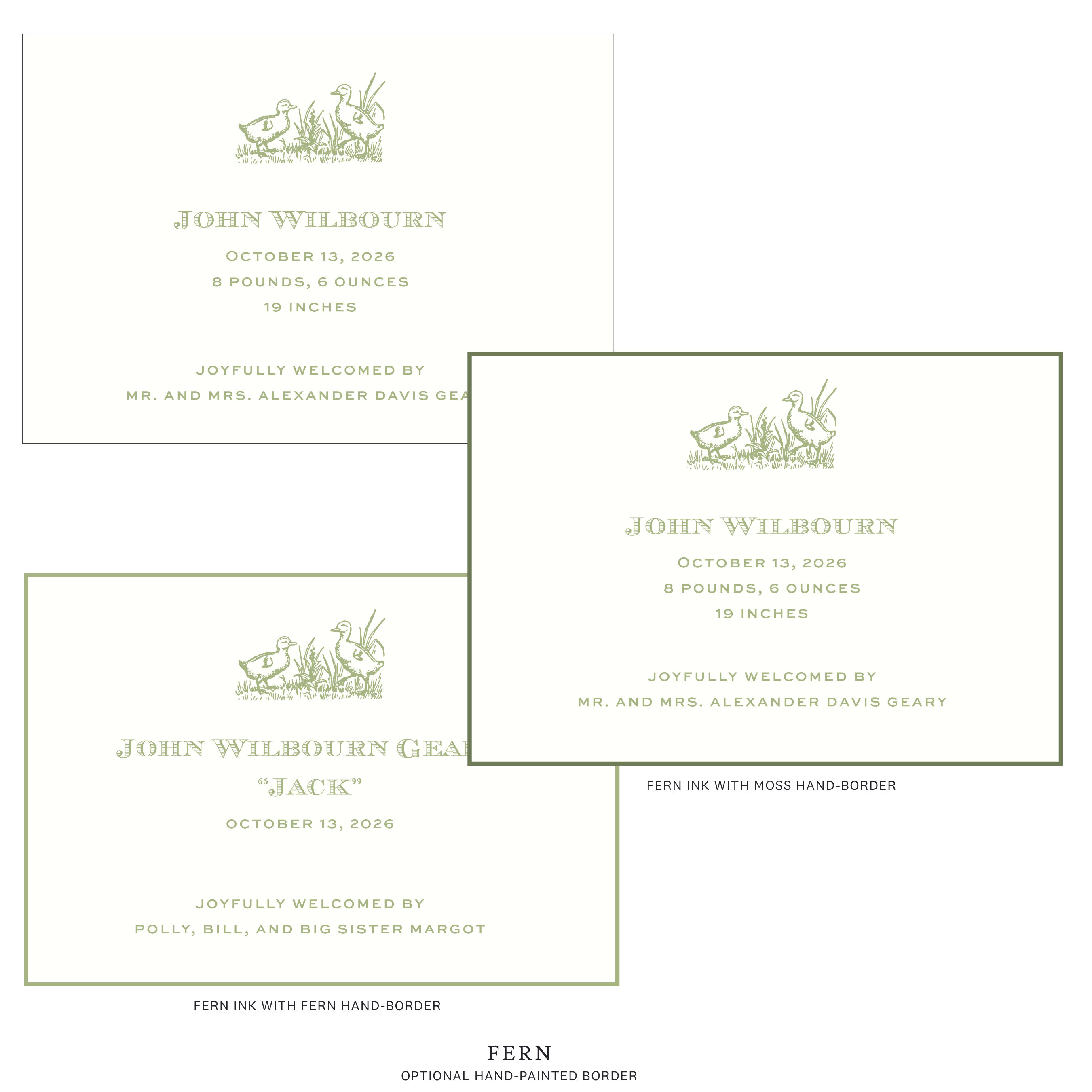 Heath Motif Birth Announcement