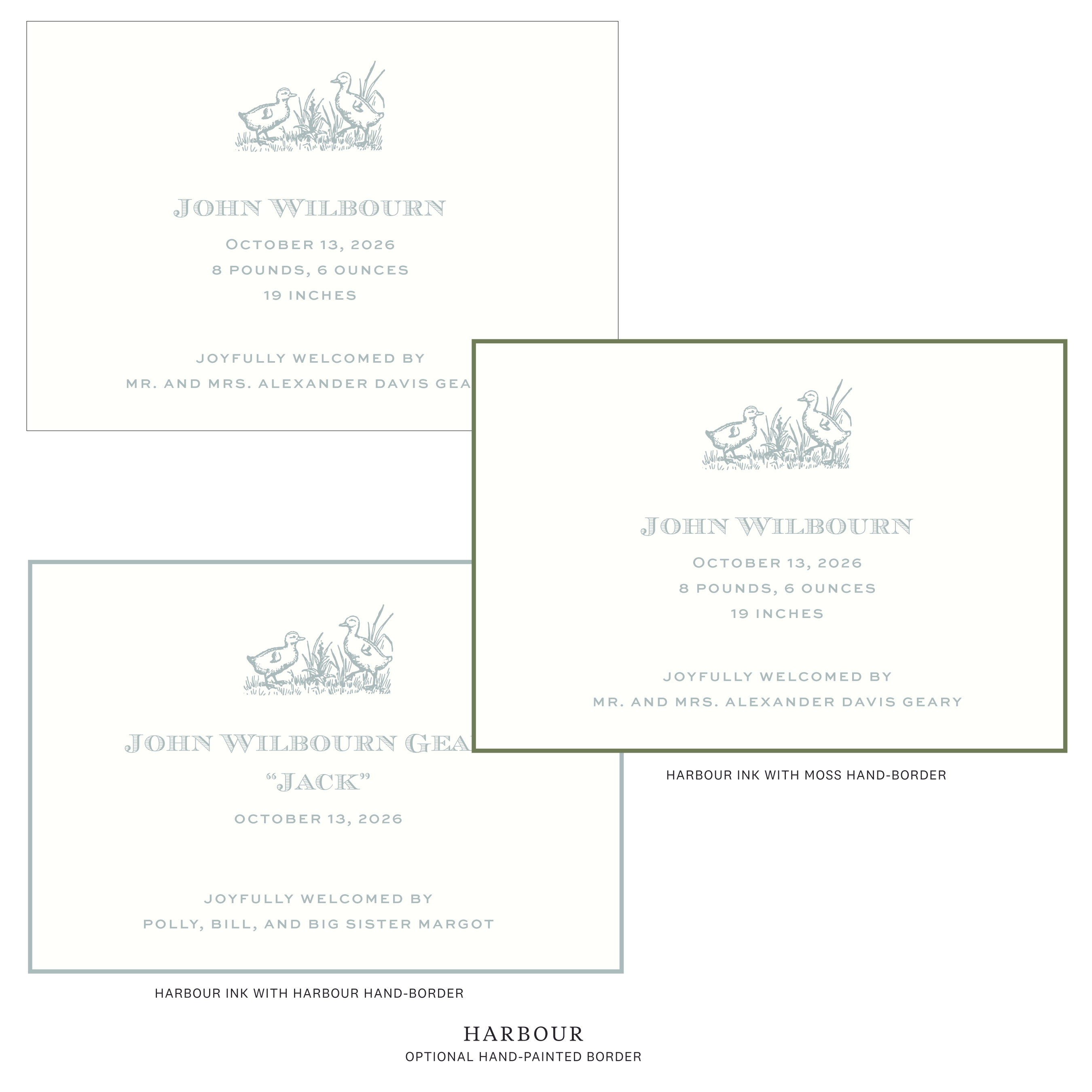 Heath Motif Birth Announcement