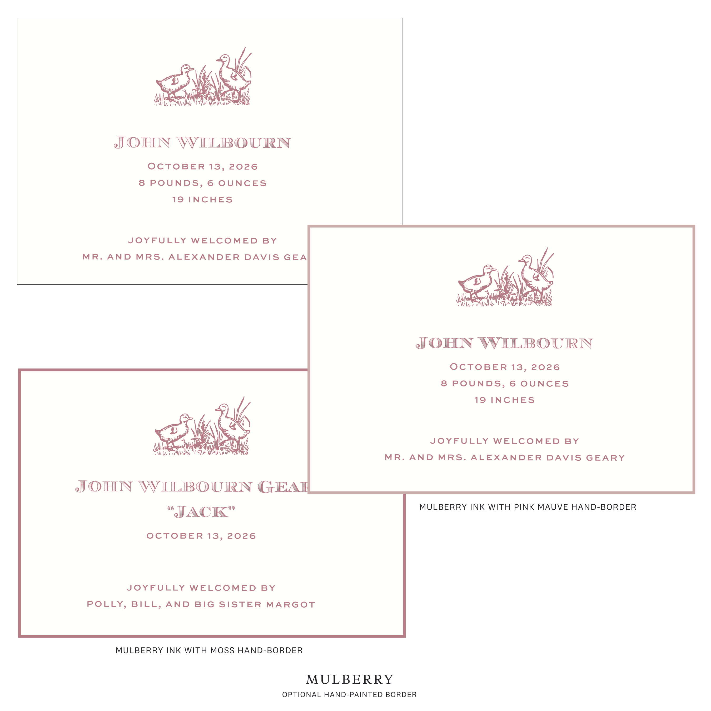 Heath Motif Birth Announcement