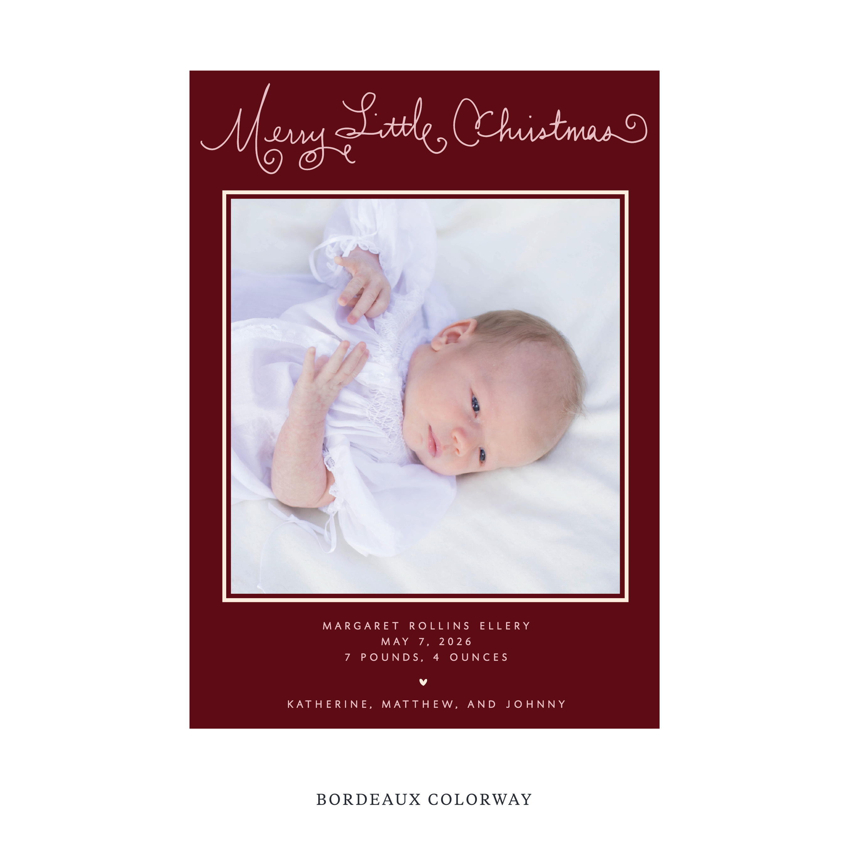 Henley Birth Announcement Digital Photo Holiday Card, Large