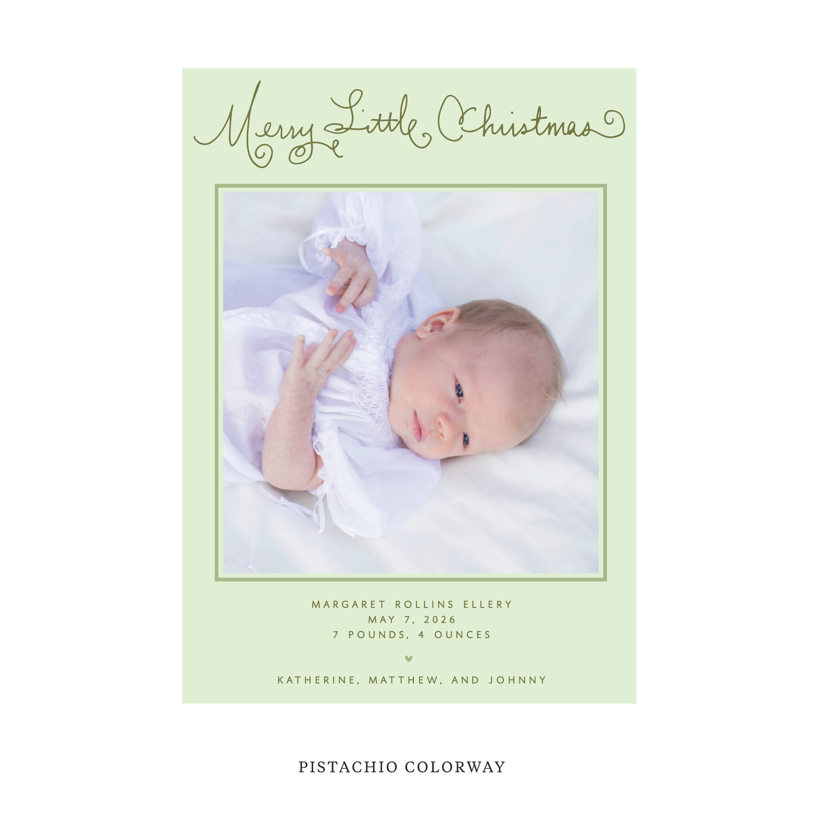 Henley Birth Announcement Digital Photo Holiday Card, Large