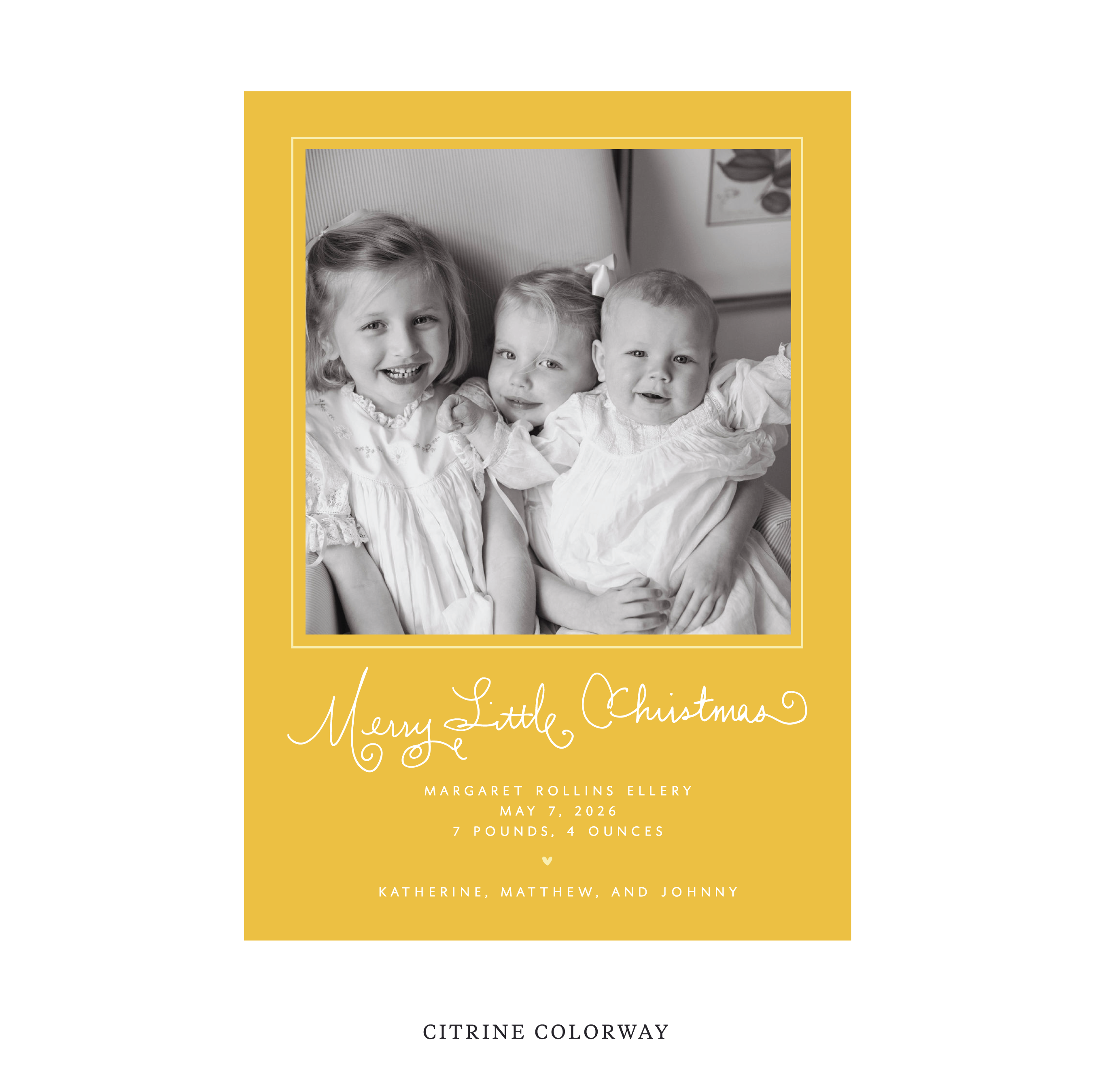 Henley Classic Flat Print Holiday Card, Birth Announcement Large
