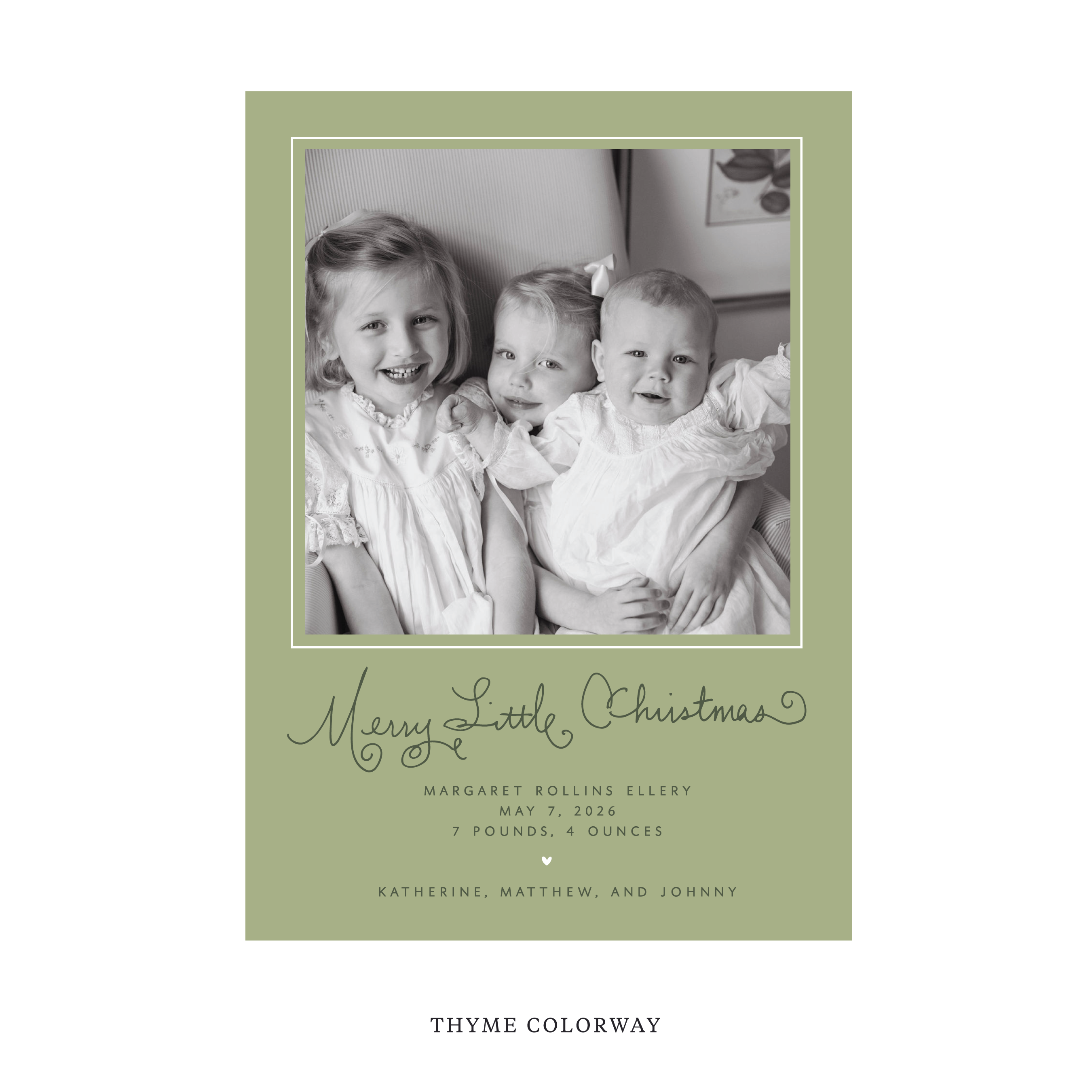 Henley Classic Flat Print Holiday Card, Birth Announcement Large