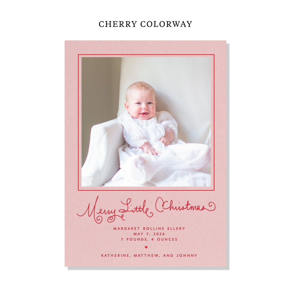 Henley Birth Announcement Letterpress Holiday Card, Large (Colored Paper)