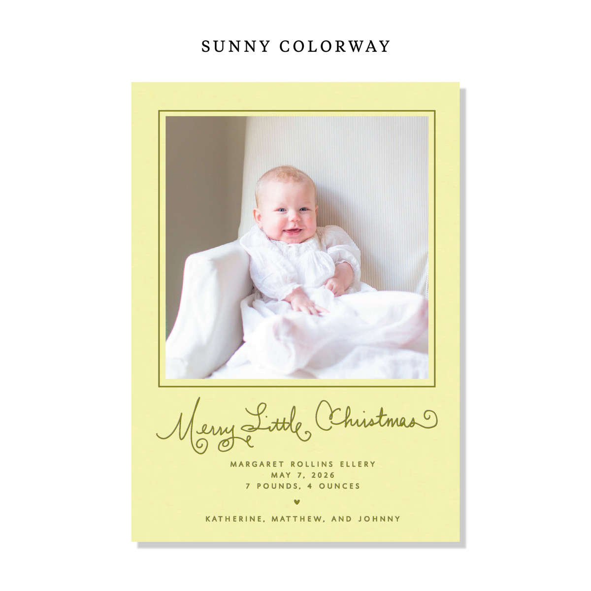 Henley Birth Announcement Letterpress Holiday Card, Large (Colored Paper)