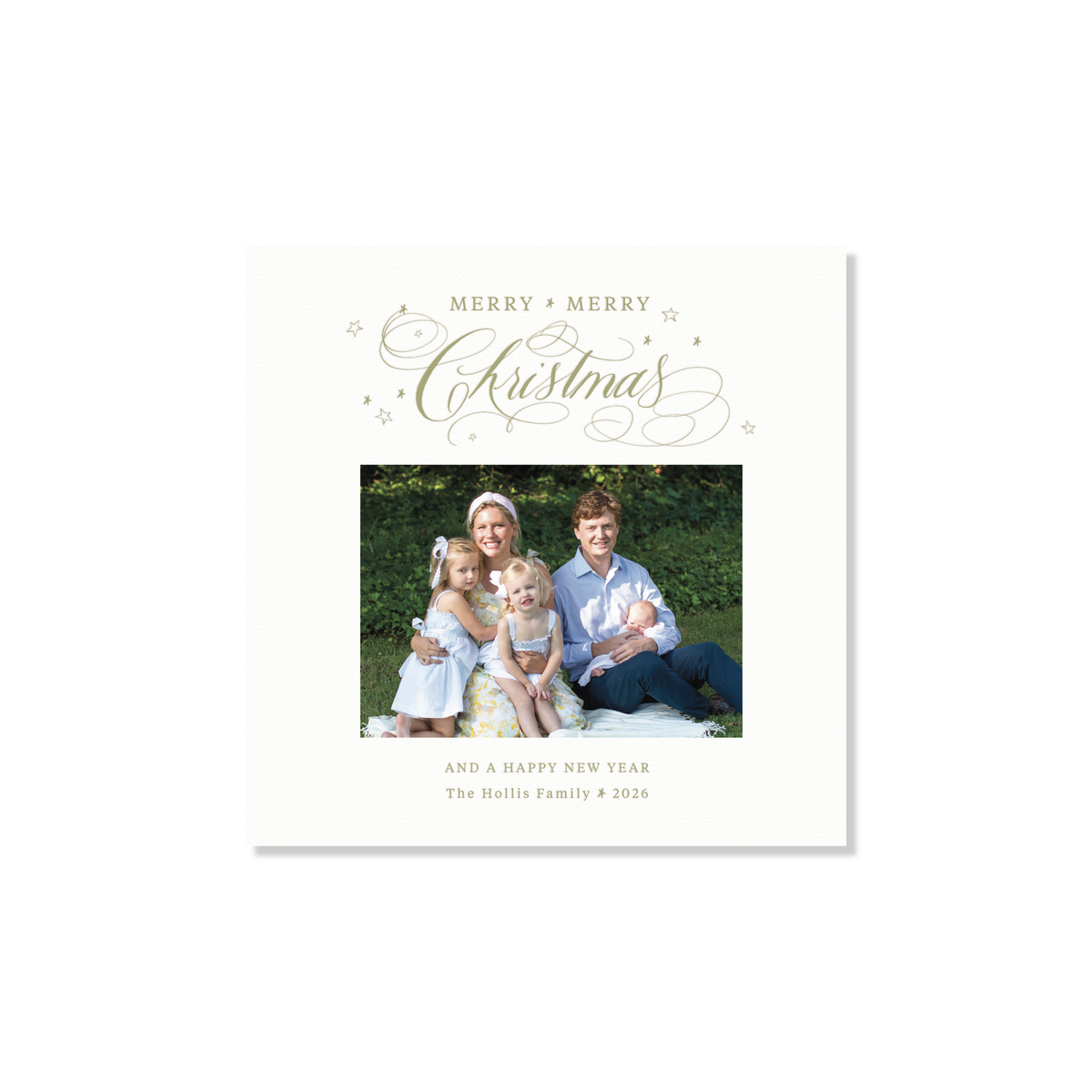 Stanbury Letterpress Holiday Card, Small Square (White Paper)