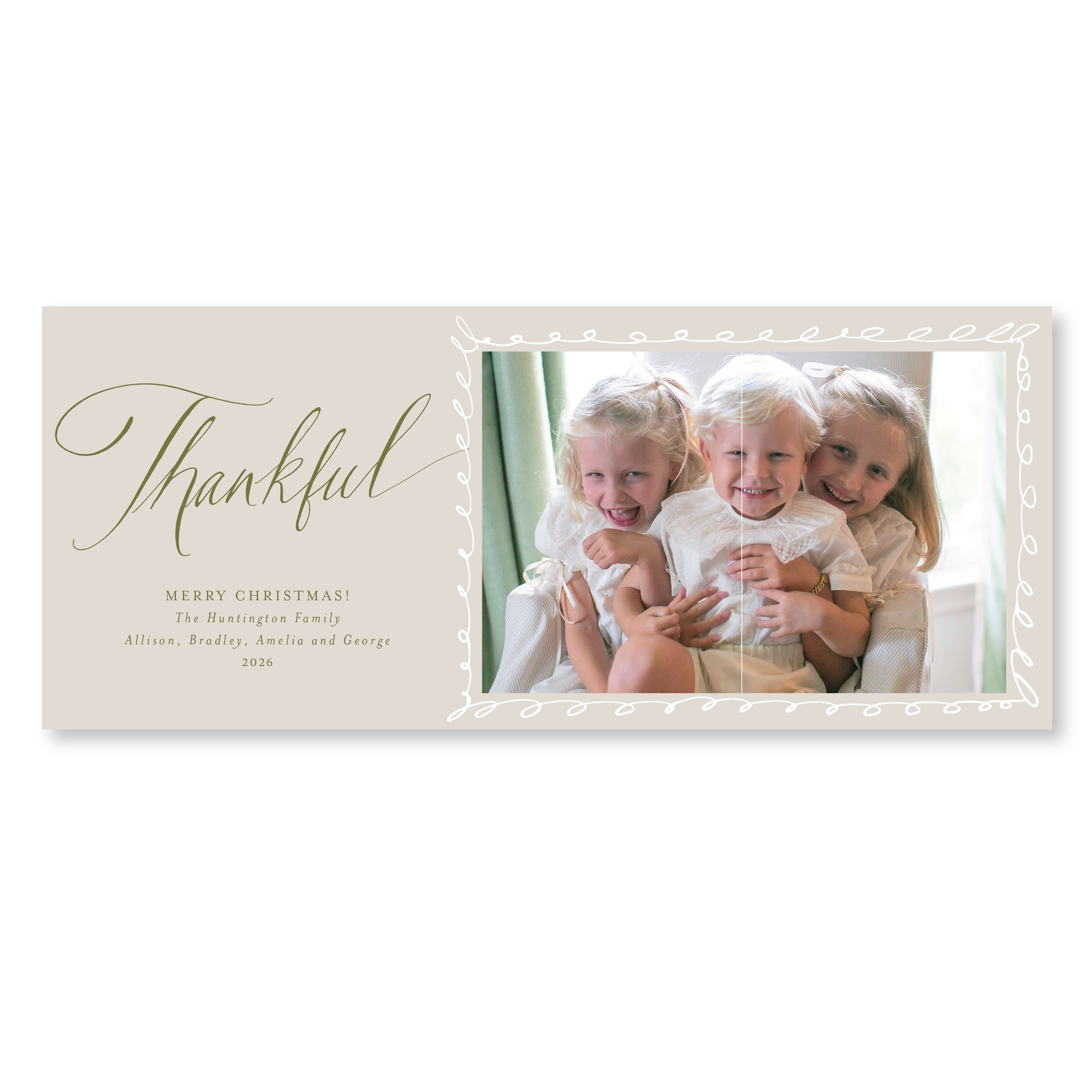 Huntington Digital Photo Holiday Card, Skinny