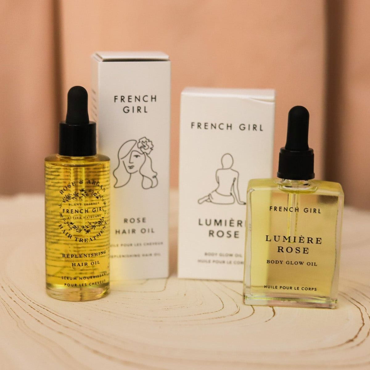 French Girl Rose Hair Oil smooths frizz, softens dry hair and adds lightweight shine with nourishing argan, tamanu, hemp and rosehip oils.