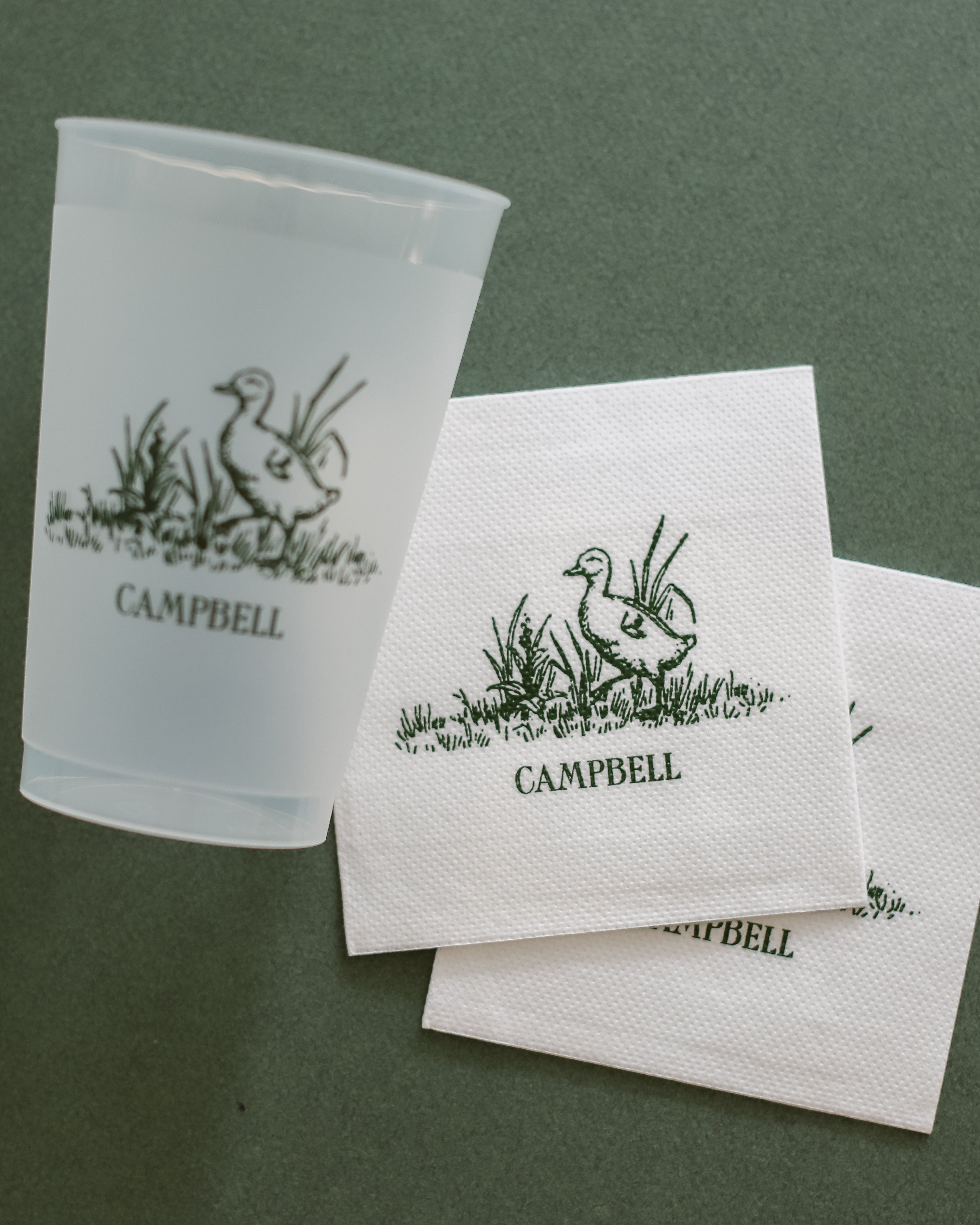 Heath Motif Cocktail Napkin - Hunter Green Ink