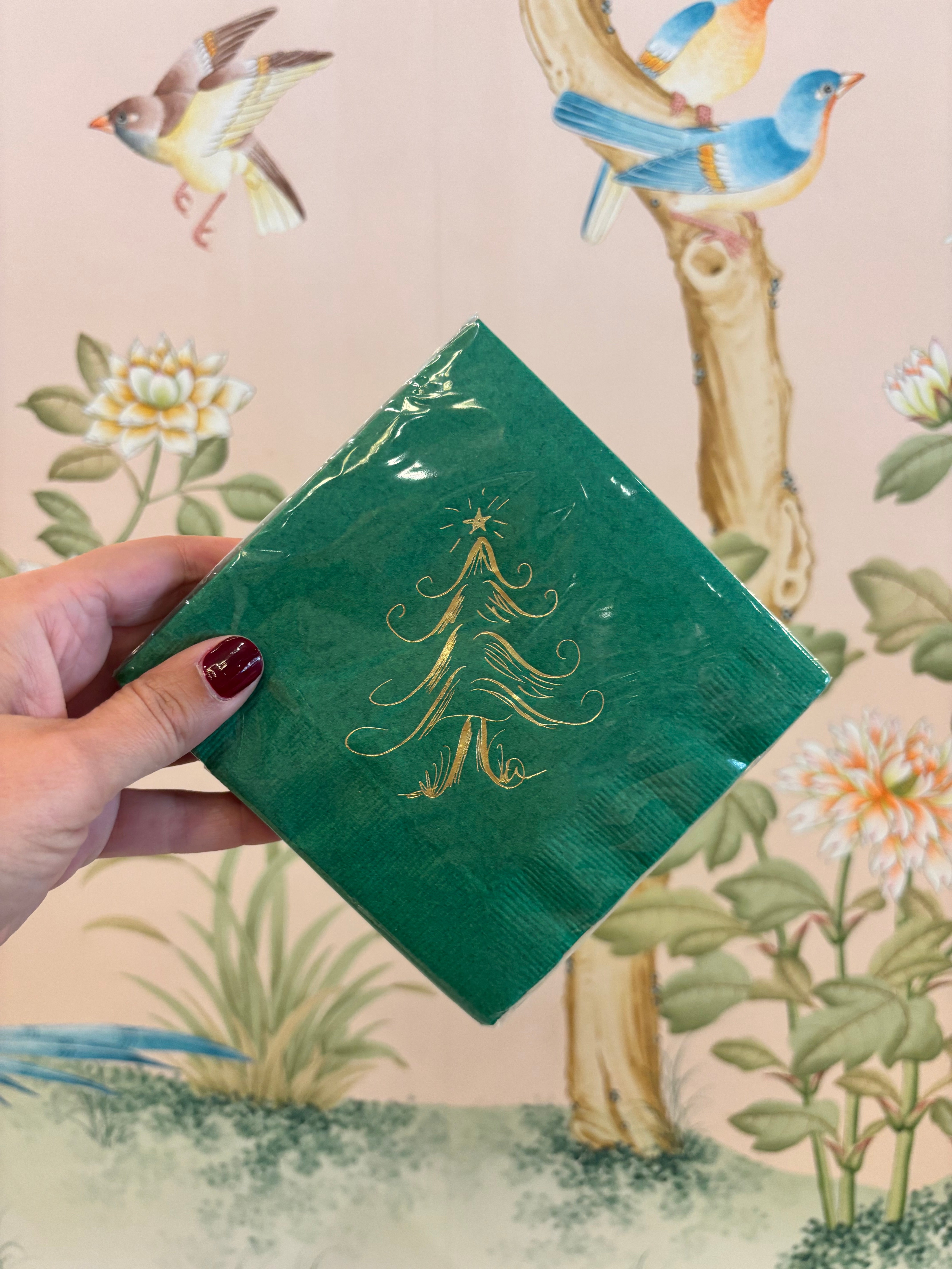 Whimsy Tree - Festive Green 3-ply cocktail napkins