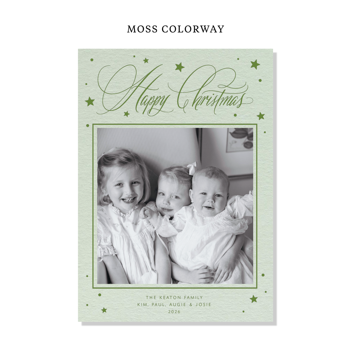 Keaton Letterpress Holiday Card, Large (Colored Paper)