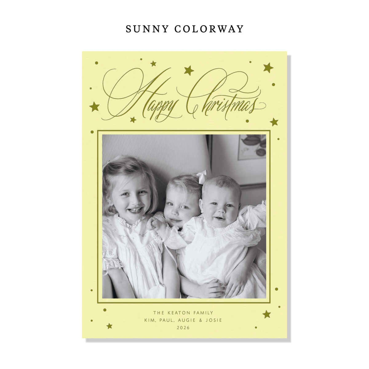 Keaton Letterpress Holiday Card, Large (Colored Paper)