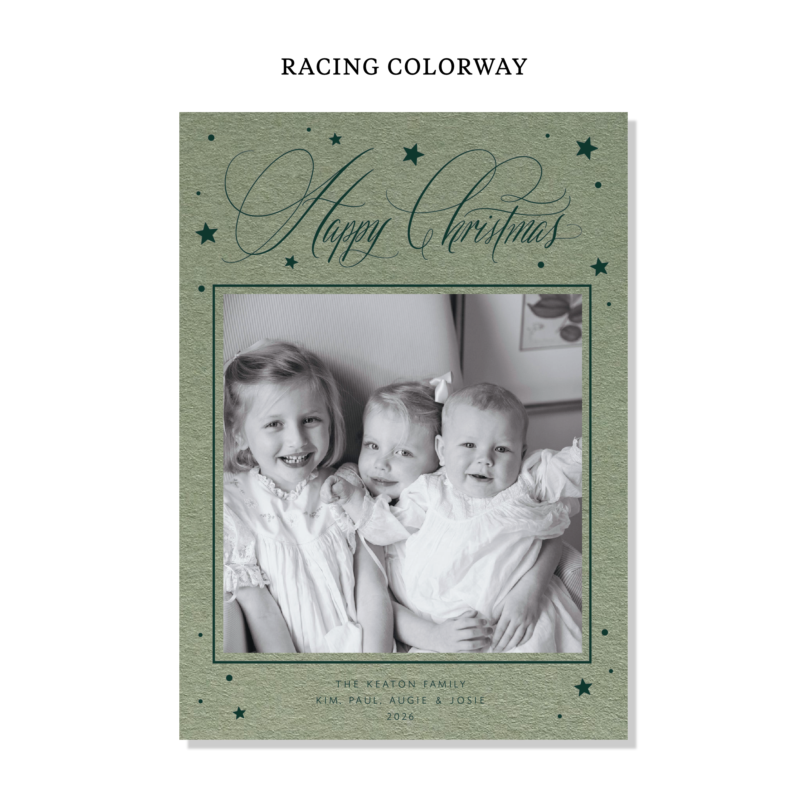 Keaton Letterpress Holiday Card, Large (Colored Paper)