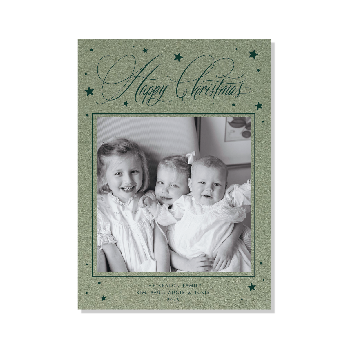 Keaton Letterpress Holiday Card, Large (Colored Paper)