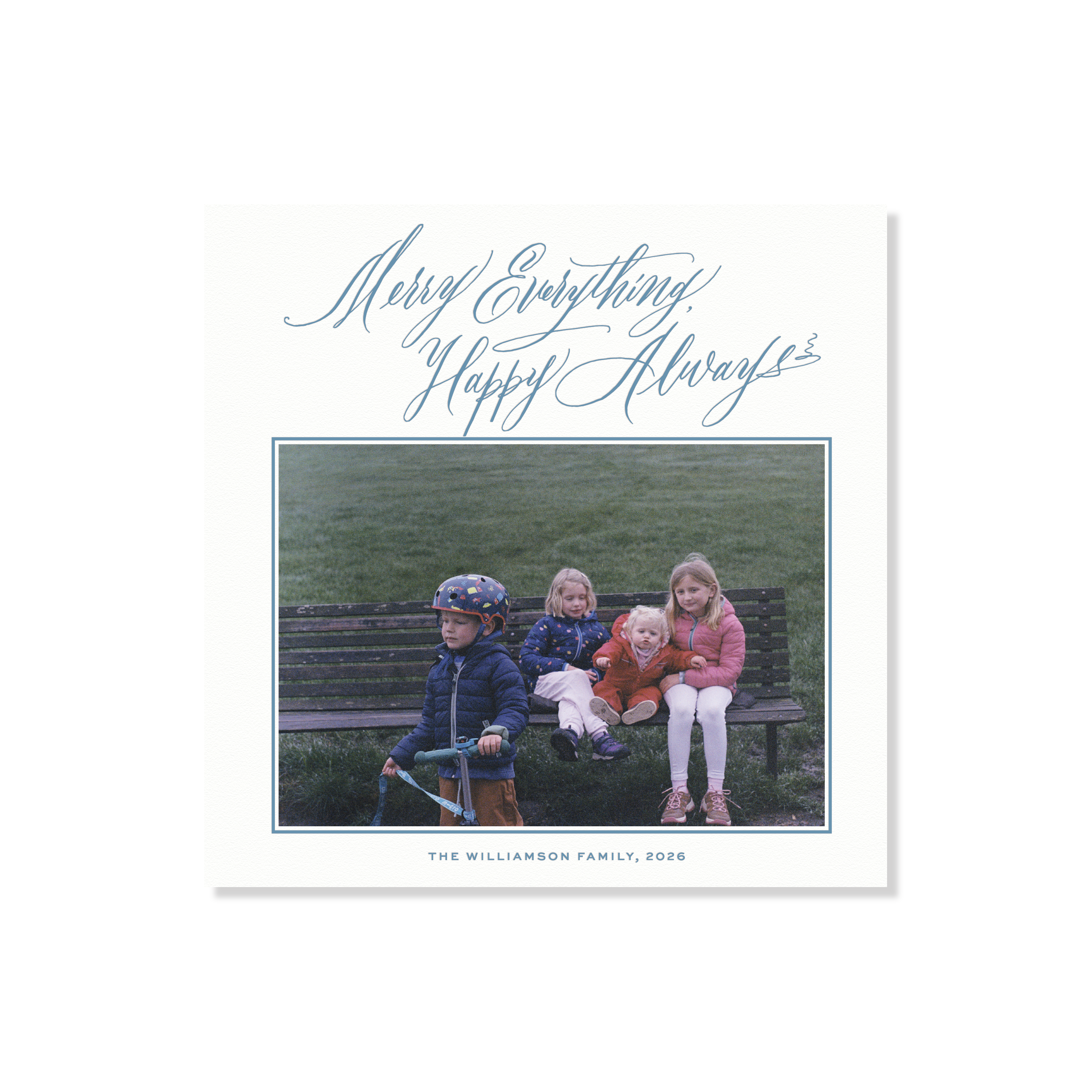 Kingsley Letterpress Holiday Card, Small Square (White Paper)