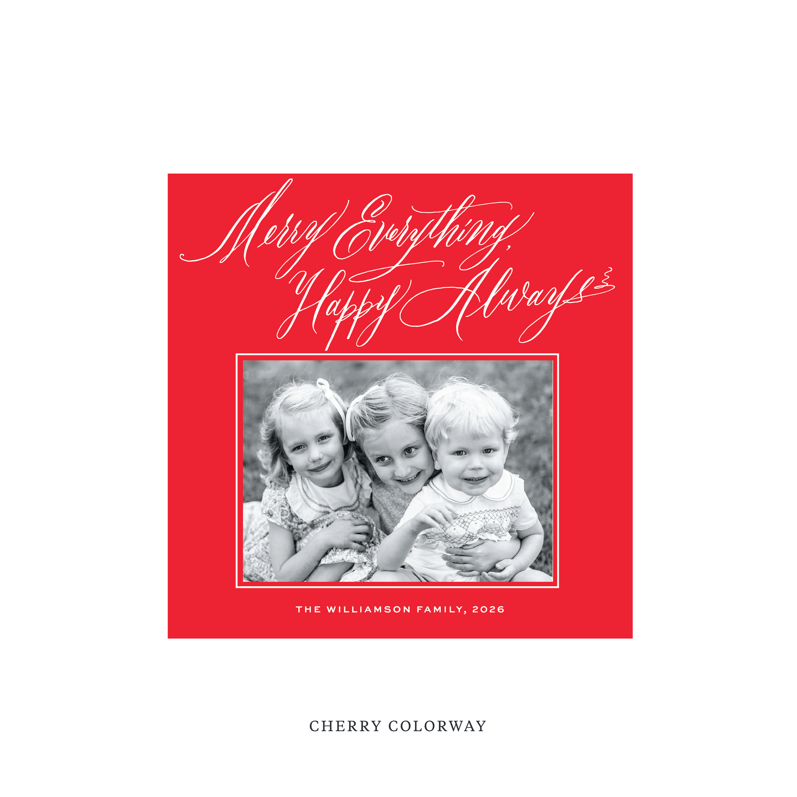 Kingsley Classic Flat Print Holiday Card, Square