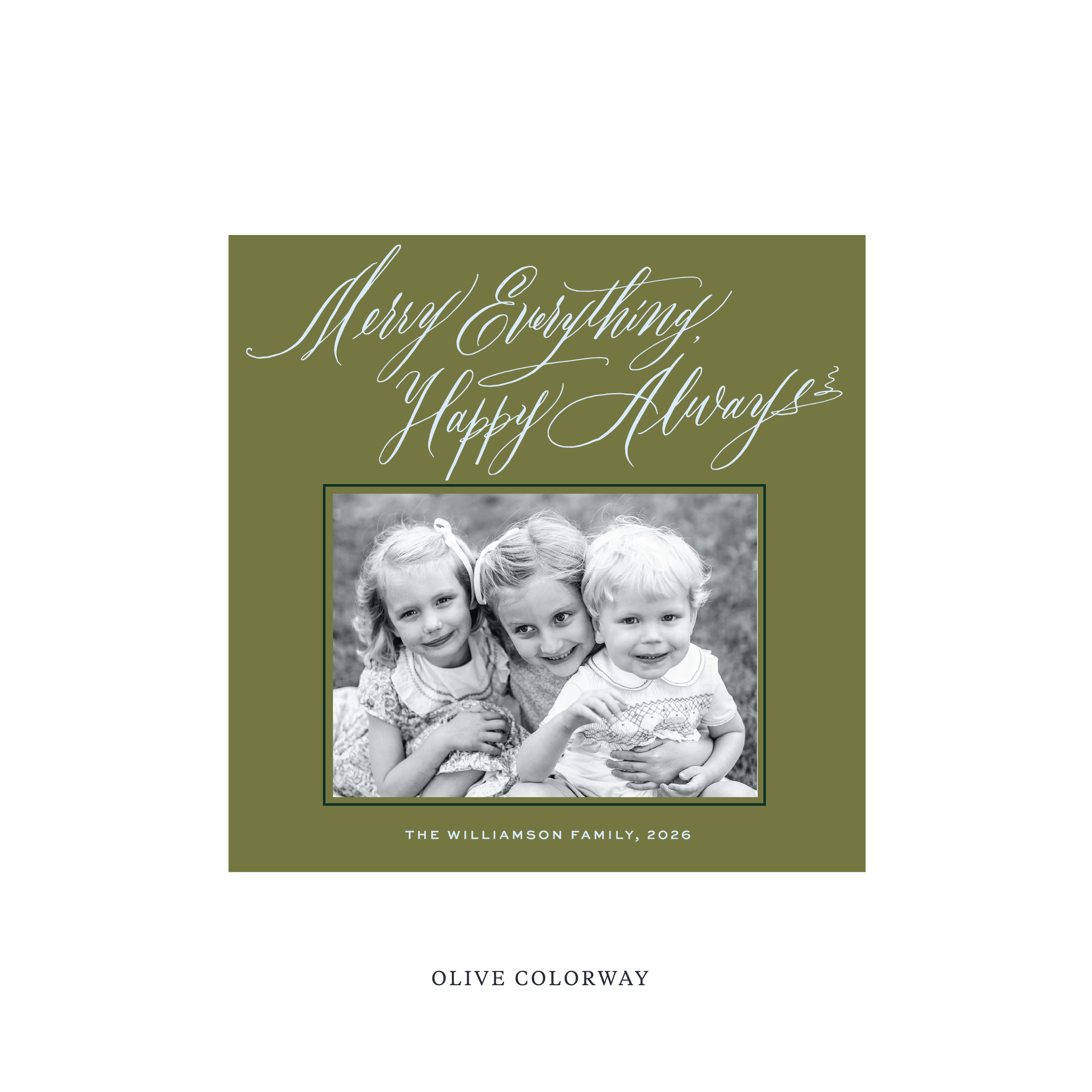 Kingsley Classic Flat Print Holiday Card, Square
