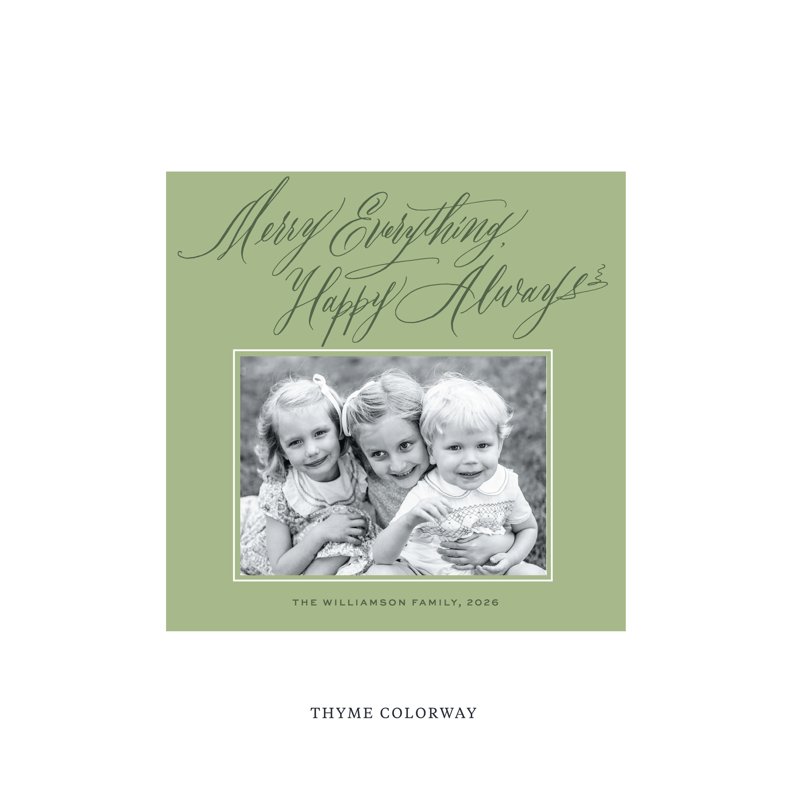 Kingsley Classic Flat Print Holiday Card, Square