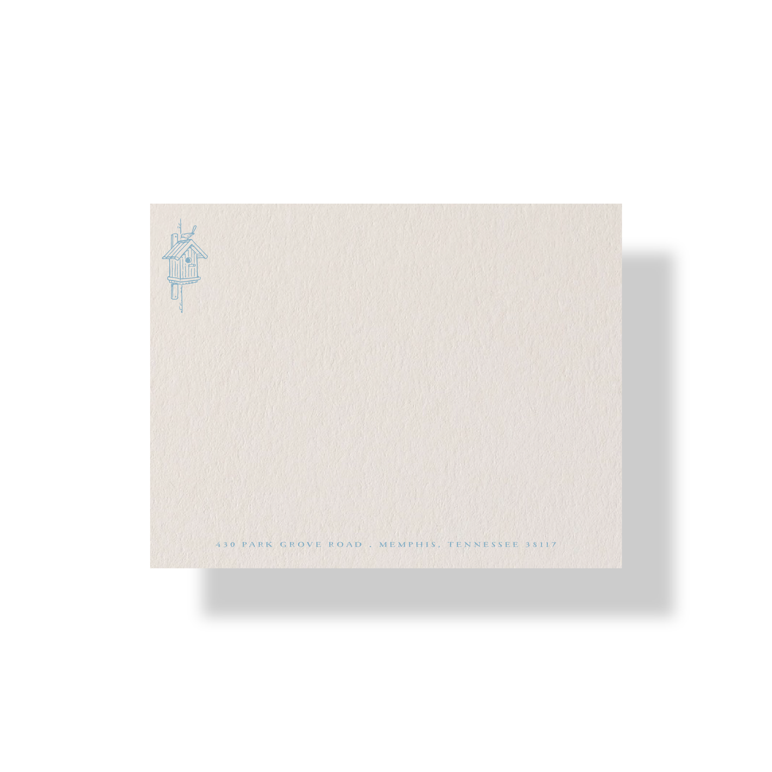 Personalized birdhouse letterpress stationery with custom address