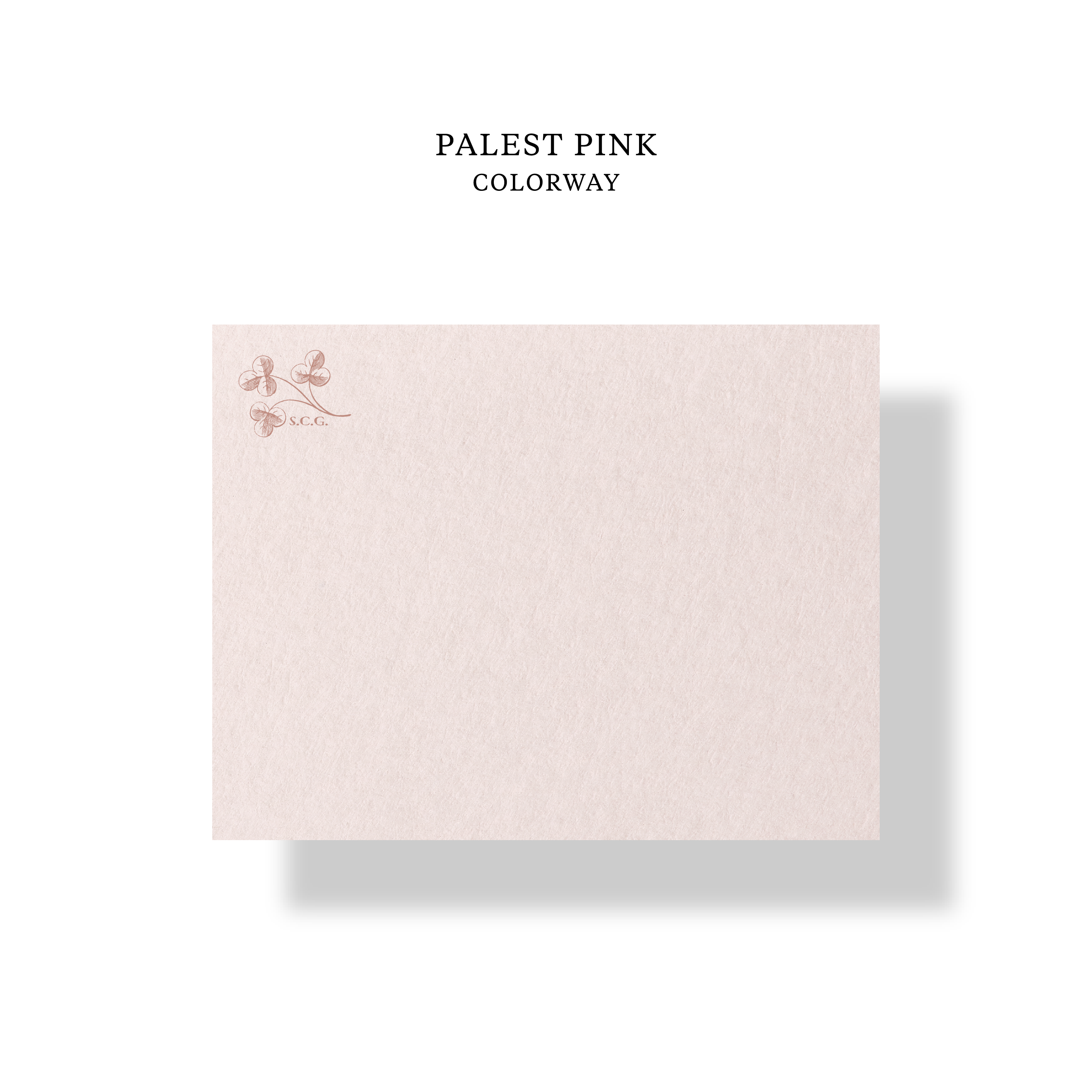 Custom Clover letterpress stationery with coordinating colored envelope