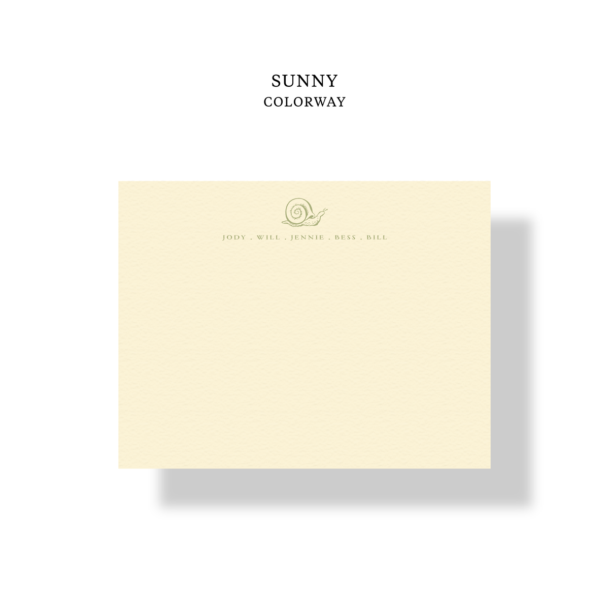 Whimsical personalized stationery featuring vintage snail illustration