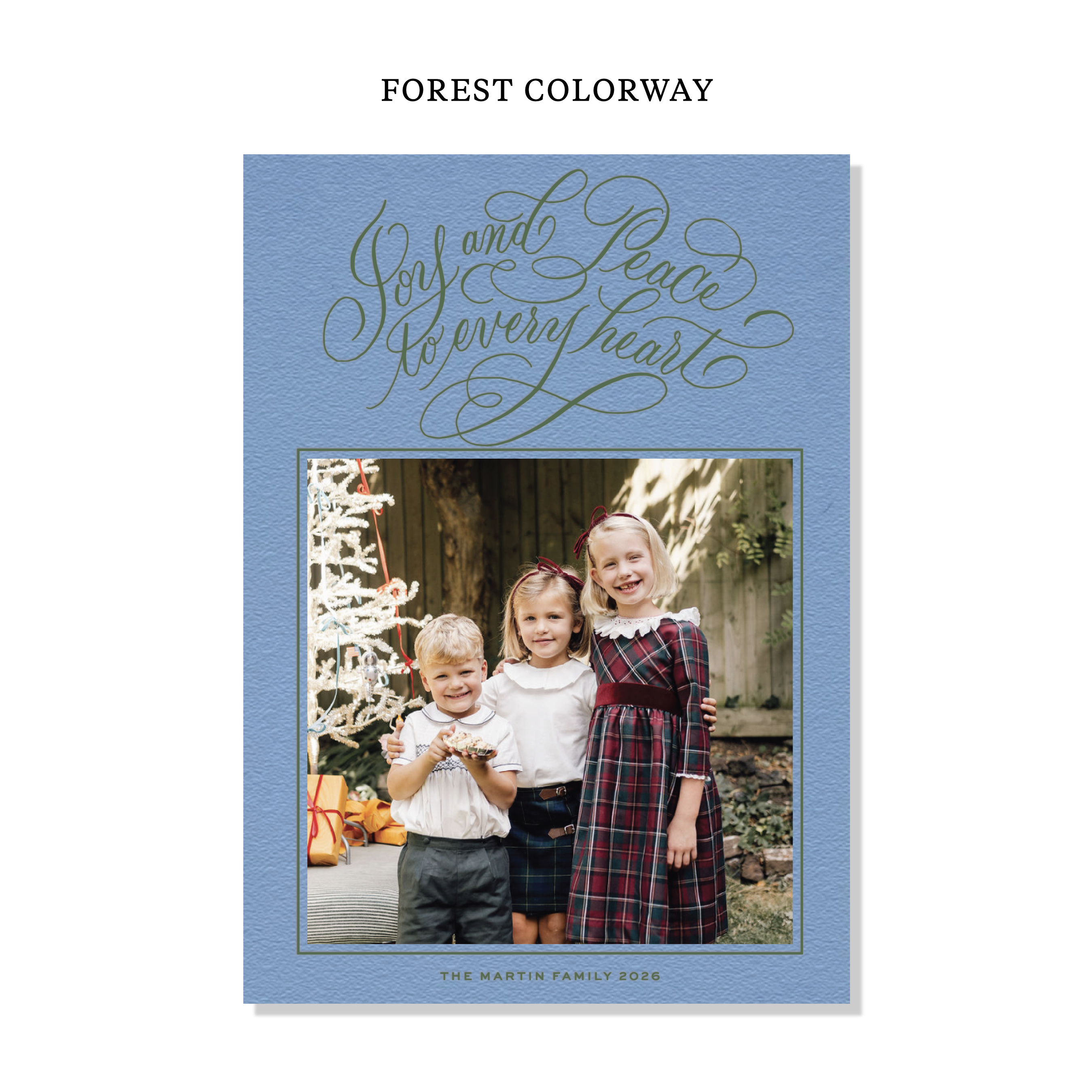 Langley Letterpress Holiday Card, Large (Colored Paper)