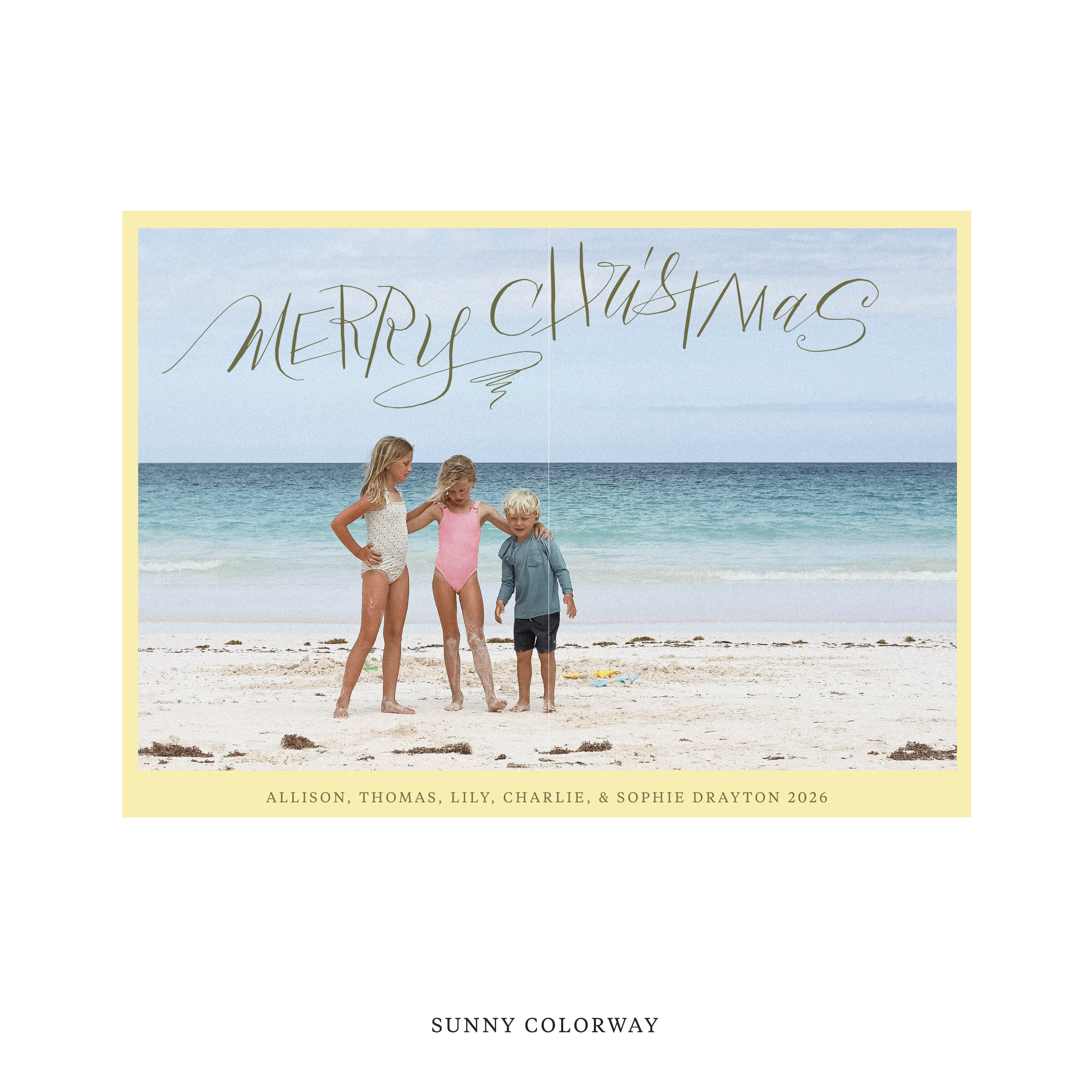 Celebrate the season with the Larkin "Merry Christmas" Holiday Card by Stovall Collection. Featuring original hand-lettered artwork, this luxury personalized photo mount holiday card is available in 22 thoughtfully curated flat printing colorways.