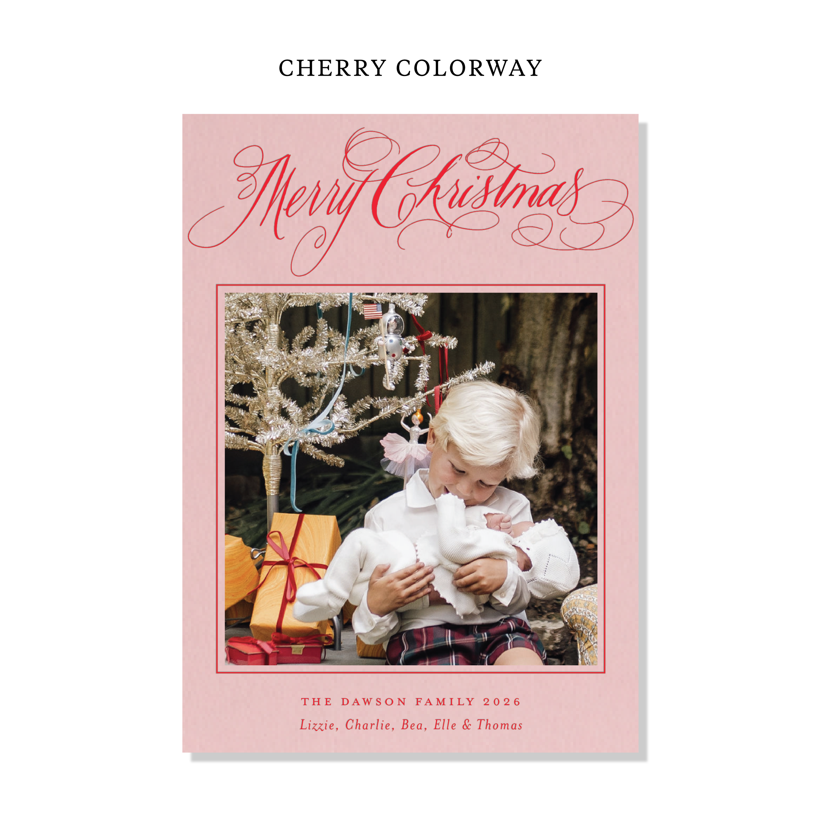 Laurent Letterpress Holiday Card, Large (Colored Paper)