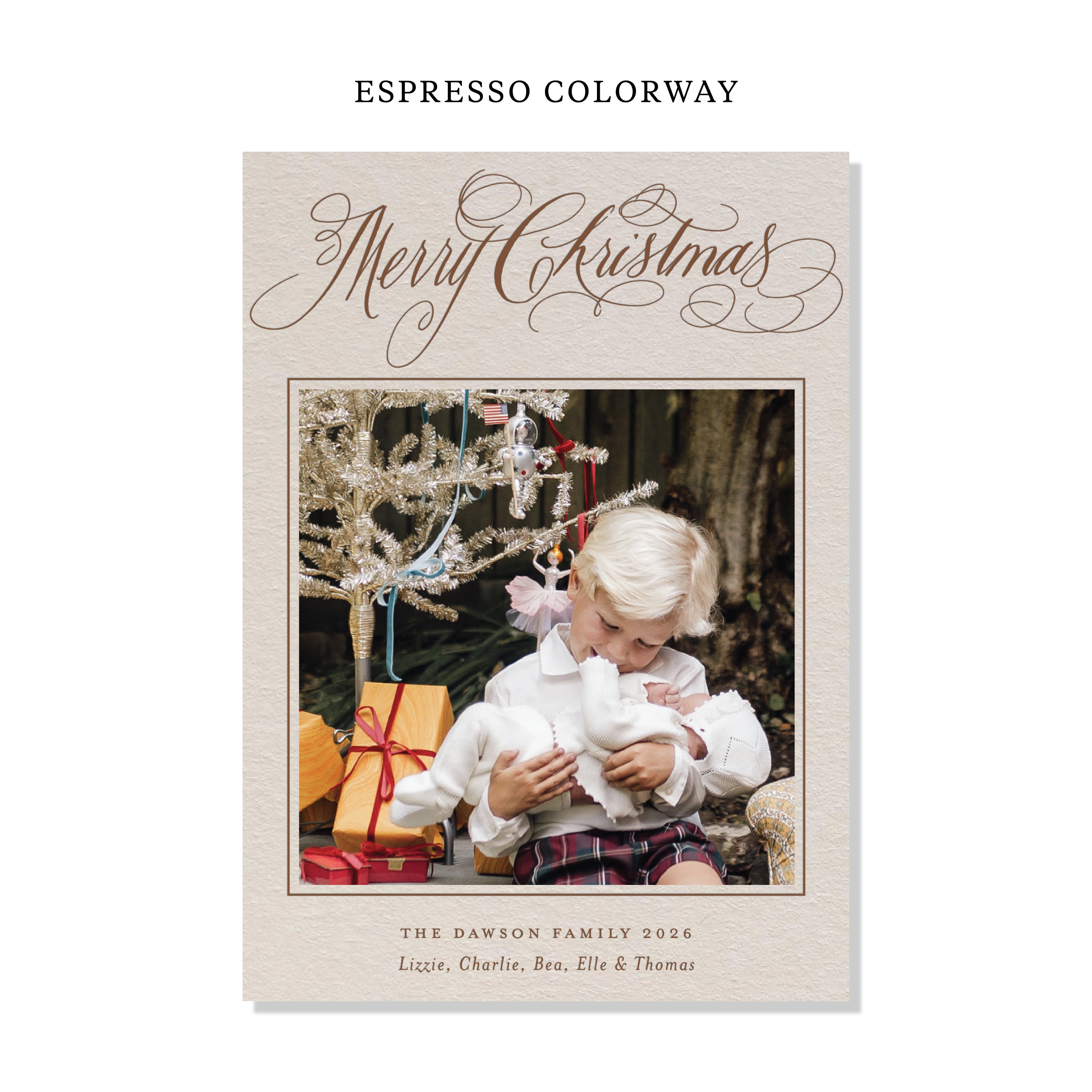 Laurent Letterpress Holiday Card, Large (Colored Paper)