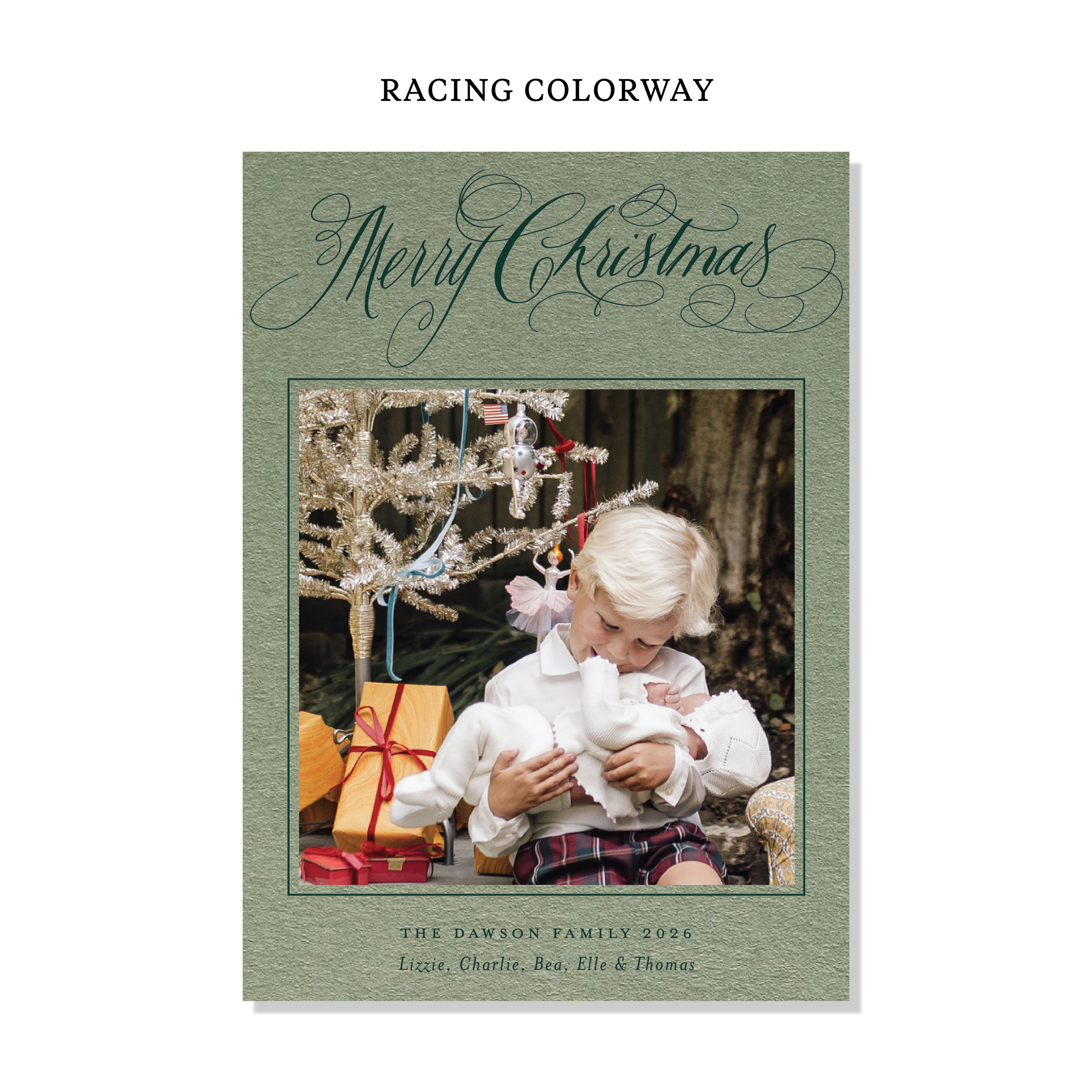 Laurent Letterpress Holiday Card, Large (Colored Paper)