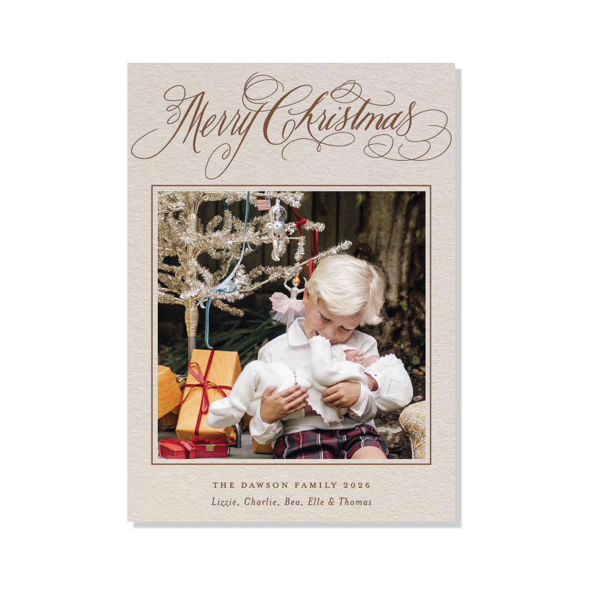 Laurent Letterpress Holiday Card, Large (Colored Paper)